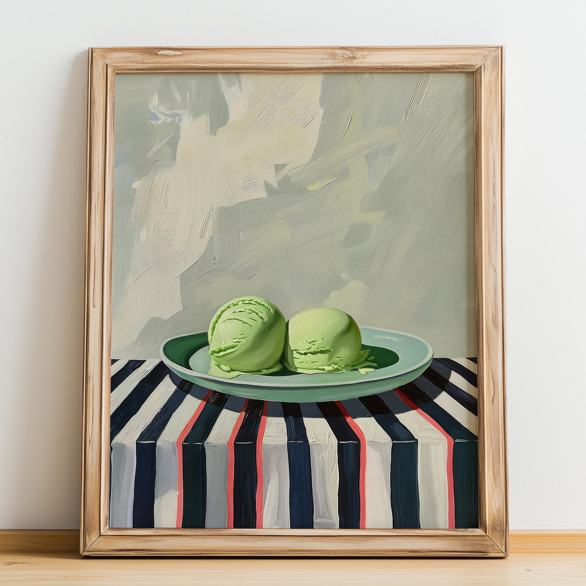 Gelato al pistacchio – Italian Gelato, Artisan Ice Cream Shop Poster, no-text version framed in wood
