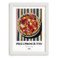 Pizza prosciutto – Italian Pizza, Ristorante Poster, placed in minimal white frame