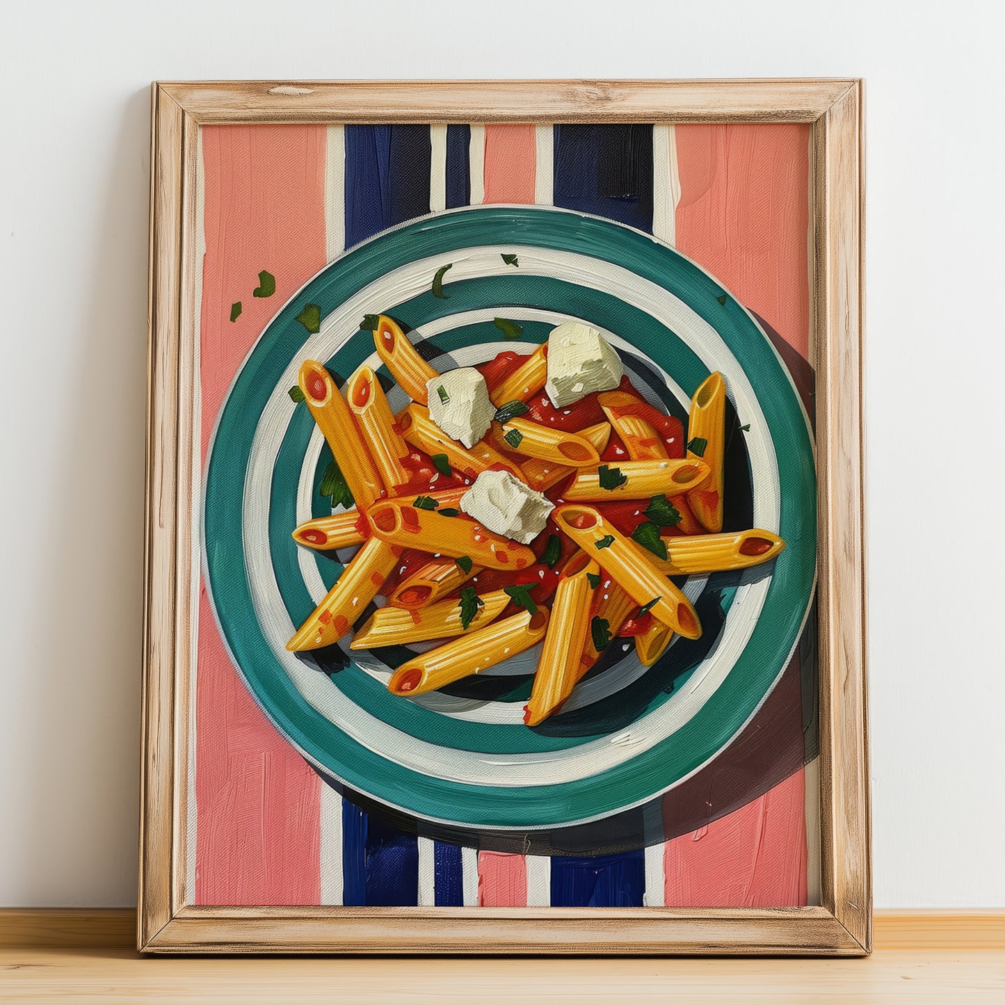 Penne all'arrabbiata – Italian Pasta, Osteria Poster, no-text version framed in wood