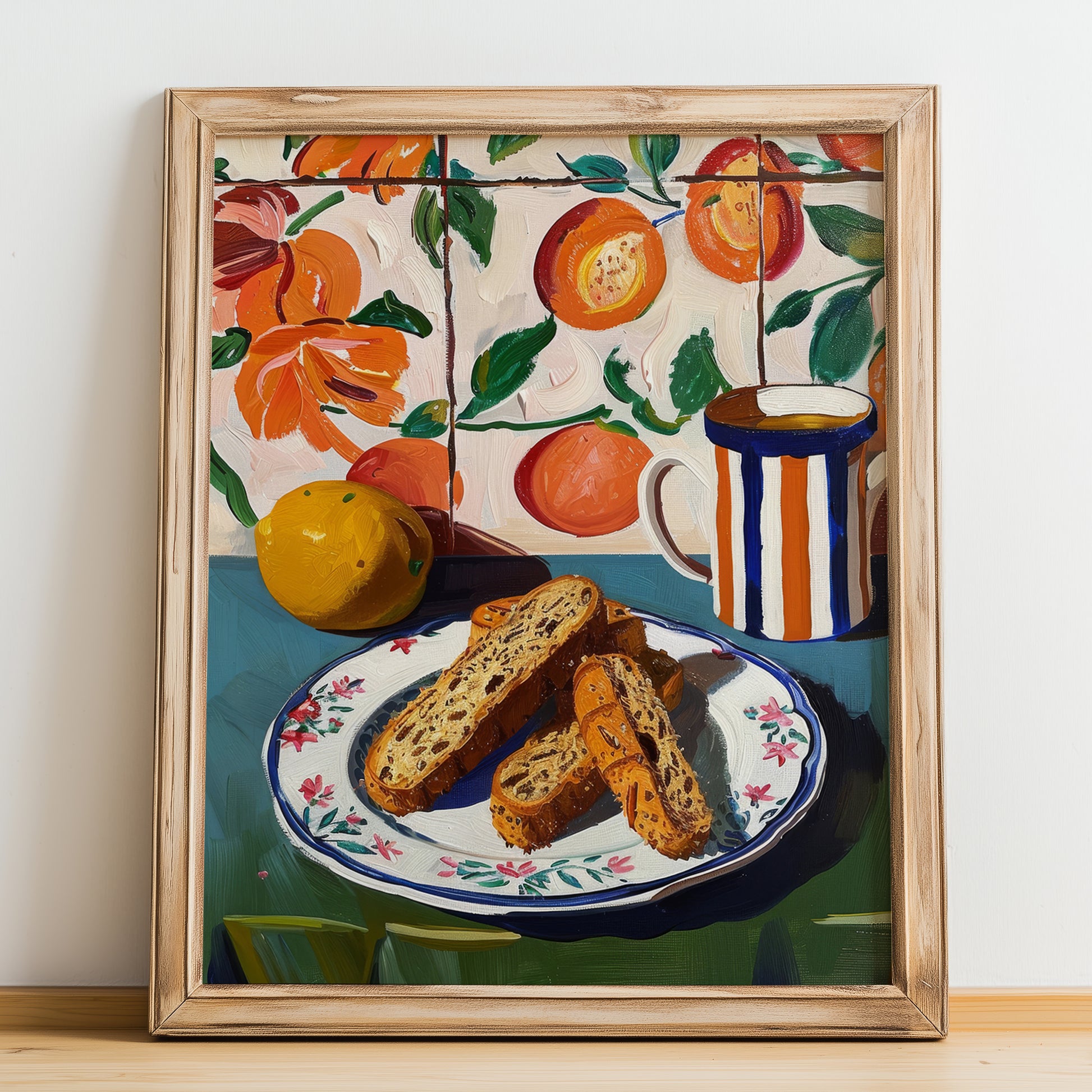 Cantuccini Toscani – Italian Biscuits Dish, Tavern Painting, no-text version framed in wood