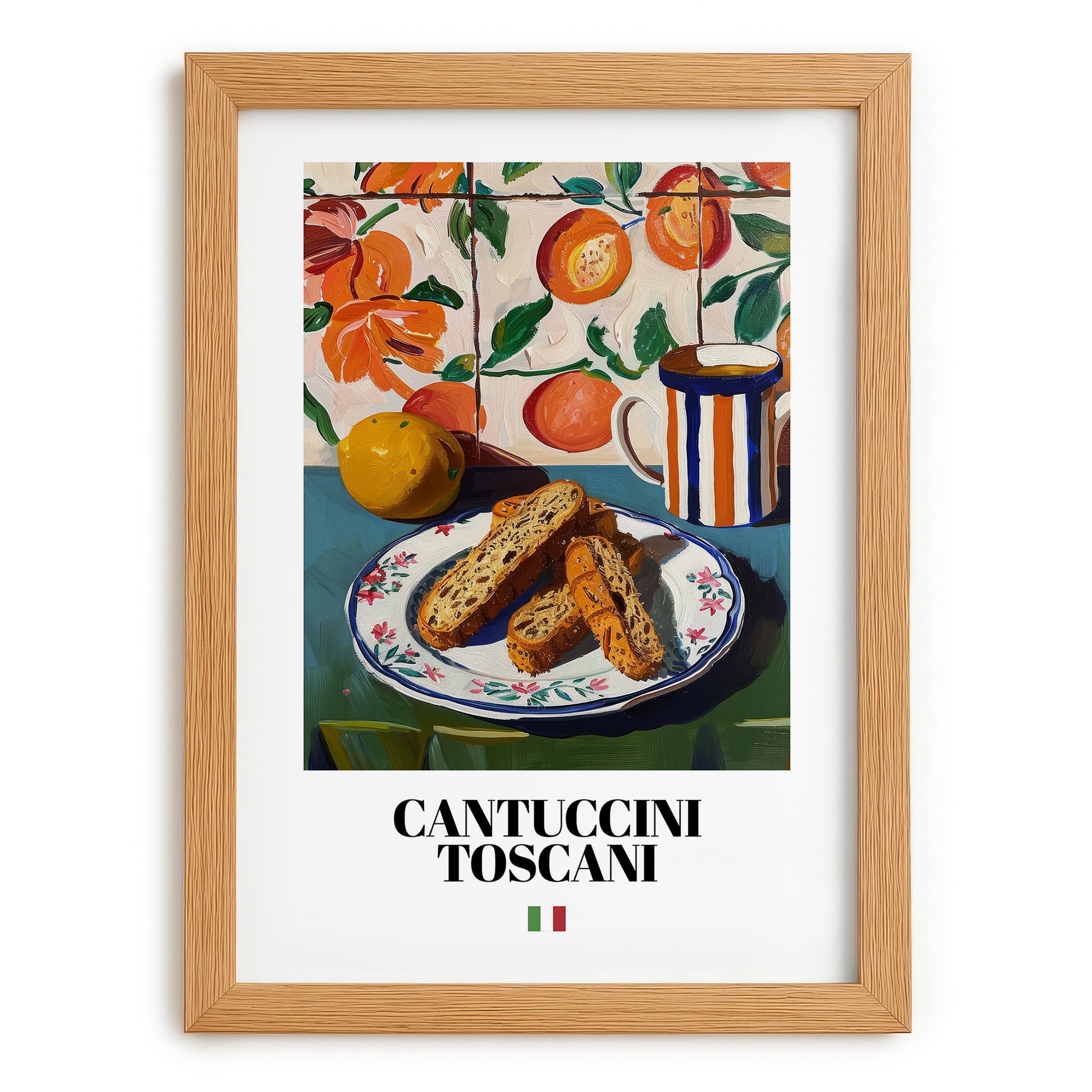 Cantuccini Toscani – Italian Biscuits Dish, Tavern Painting, set in oak frame