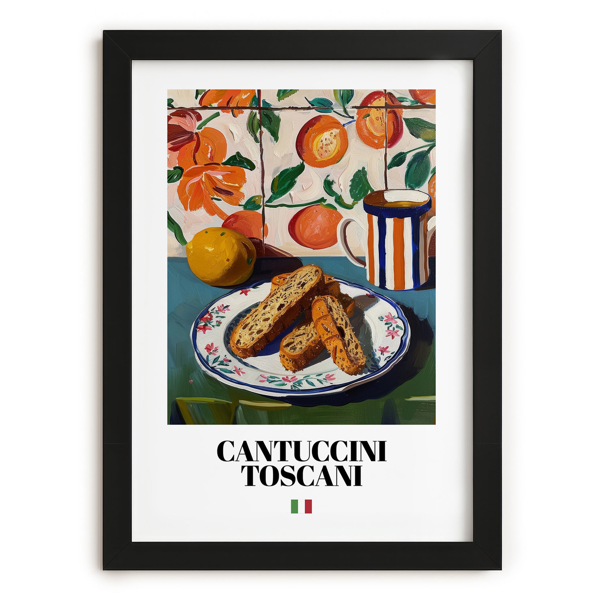 Cantuccini Toscani – Italian Biscuits Dish, Tavern Painting, in sleek black frame