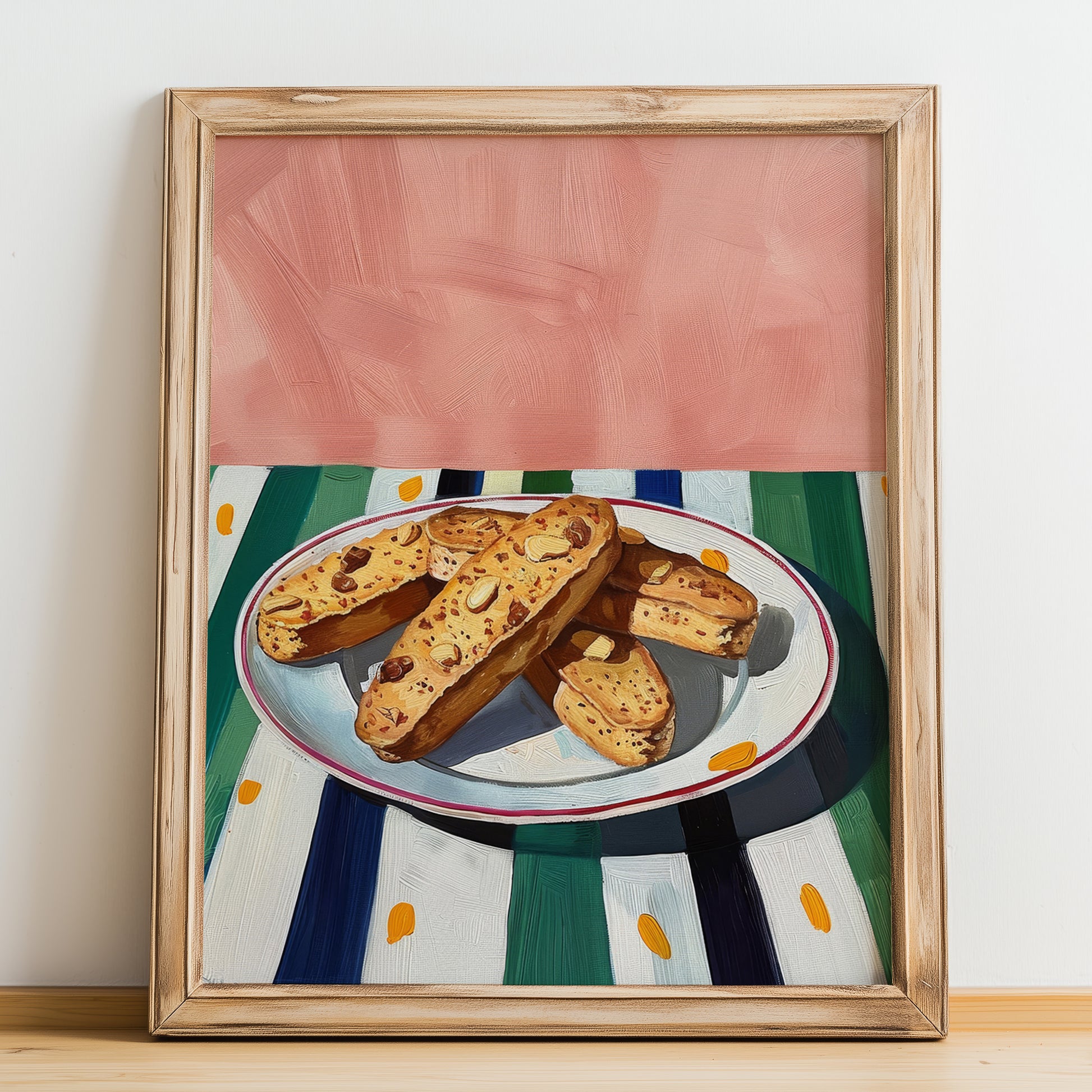 Cantuccini Toscani – Italian Biscuits Dish, Brasserie Poster, no-text version framed in wood