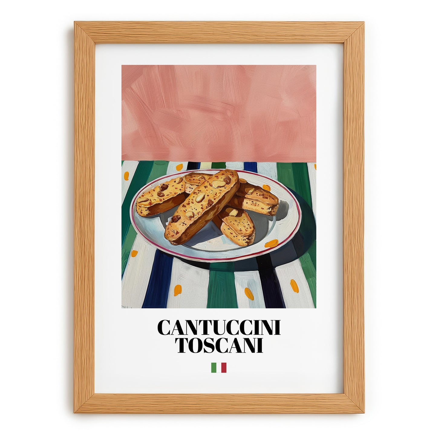 Cantuccini Toscani – Italian Biscuits Dish, Brasserie Poster, set in oak frame