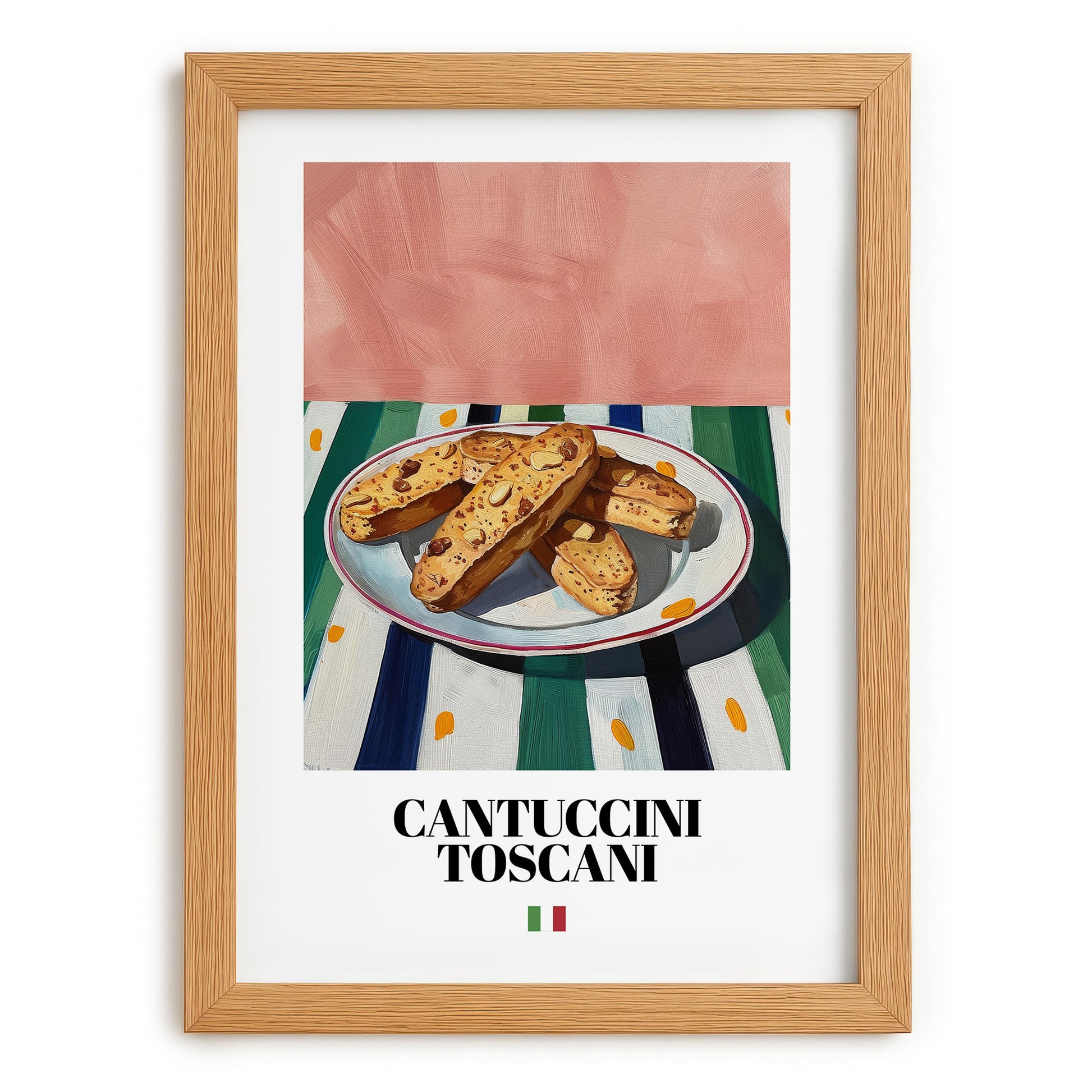 Cantuccini Toscani – Italian Biscuits Dish, Brasserie Poster, set in oak frame