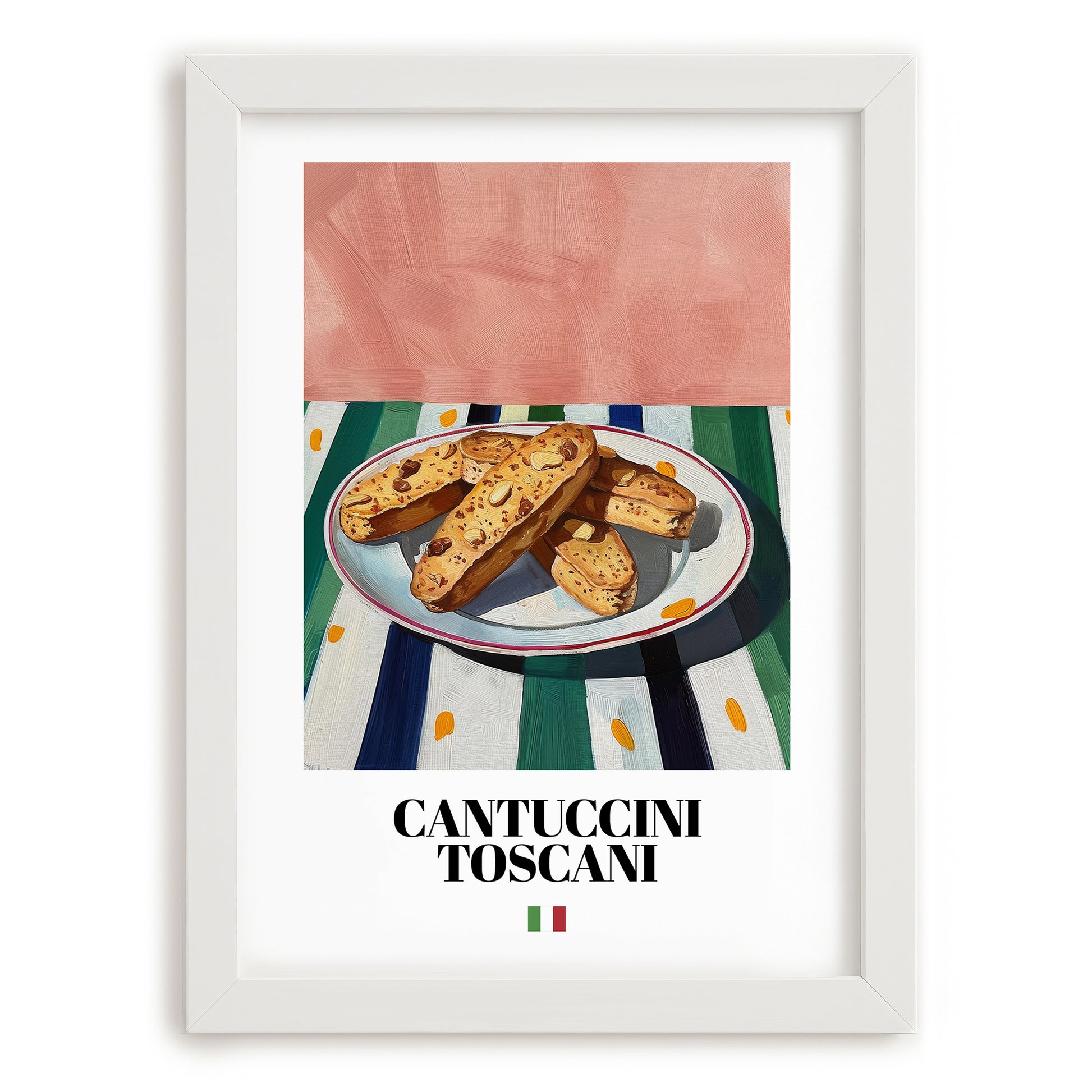Cantuccini Toscani – Italian Biscuits Dish, Brasserie Poster, placed in minimal white frame