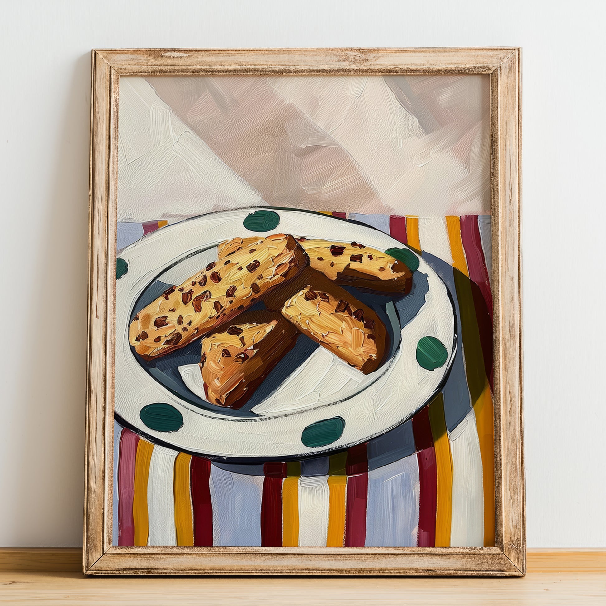 Cantuccini Toscani – Italian Biscuits Dish, Restaurant Art, no-text version framed in wood