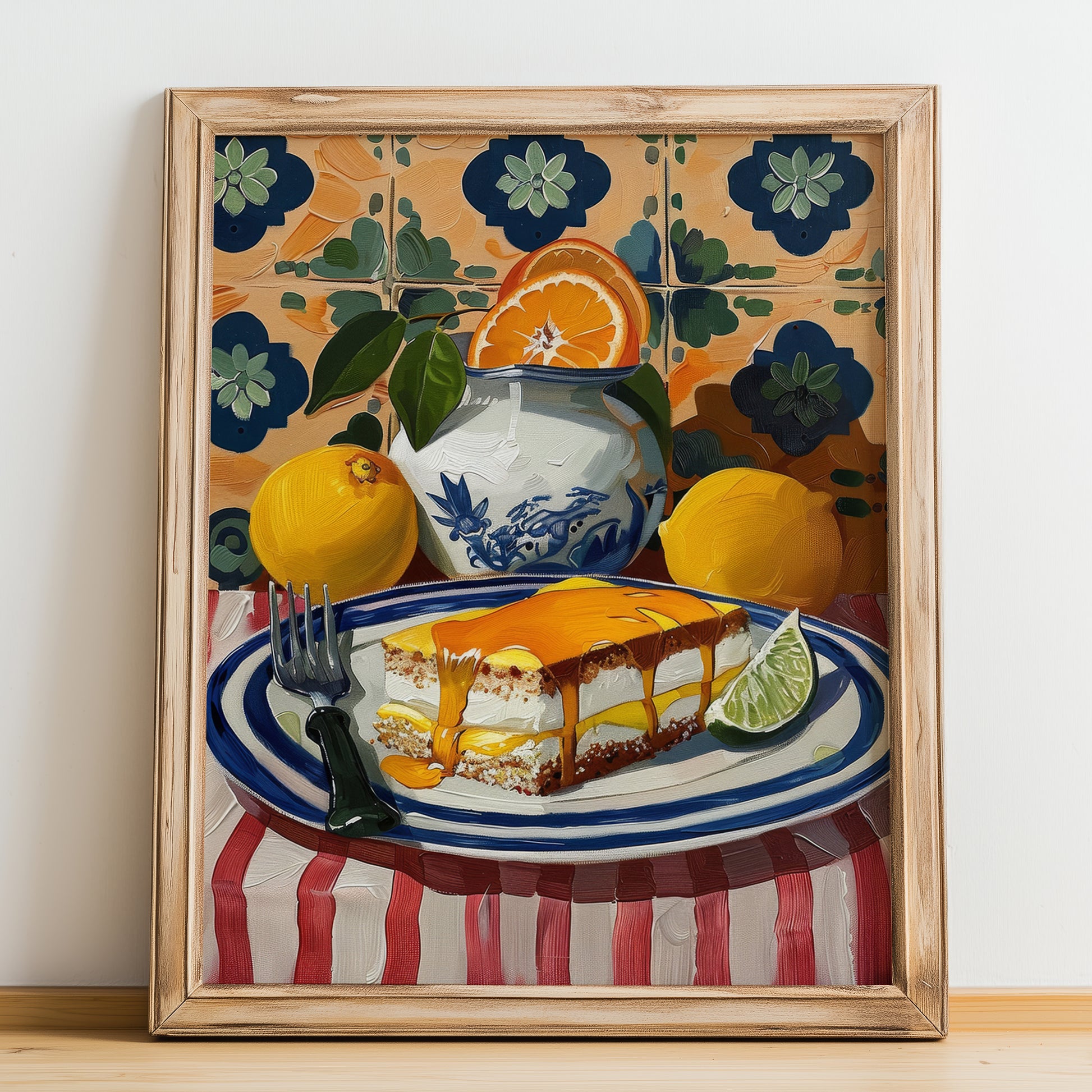 Zuppa Inglese – Italian Dessert Dish, Fine Dining Restaurant Art, no-text version framed in wood