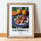 Saltimbocca – Italian Meat Dish, Fine Dining Restaurant Painting, in wooden frame leaning on the floor