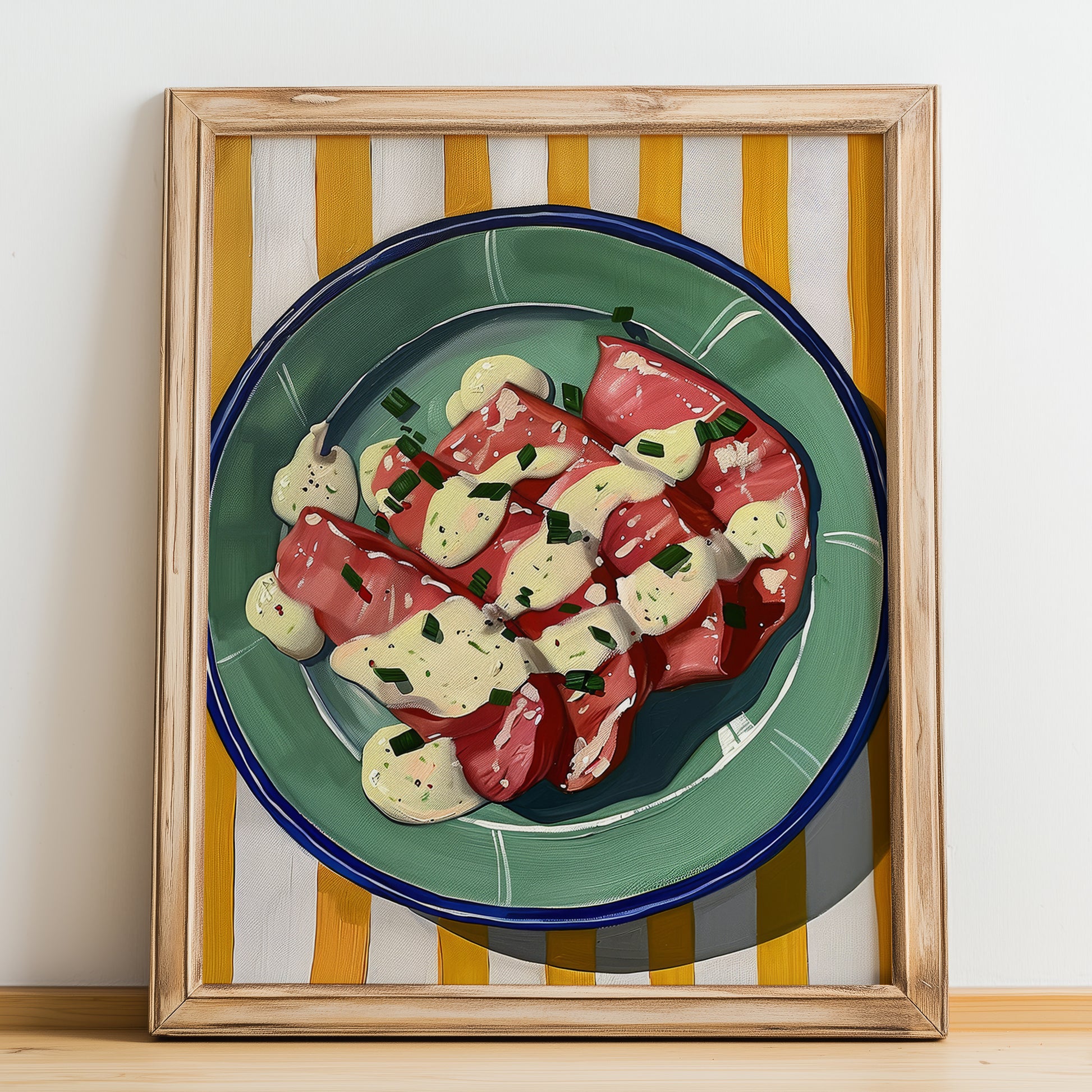 Vitello Tonnato – Italian Meat Dish, Restaurant Poster, no-text version framed in wood