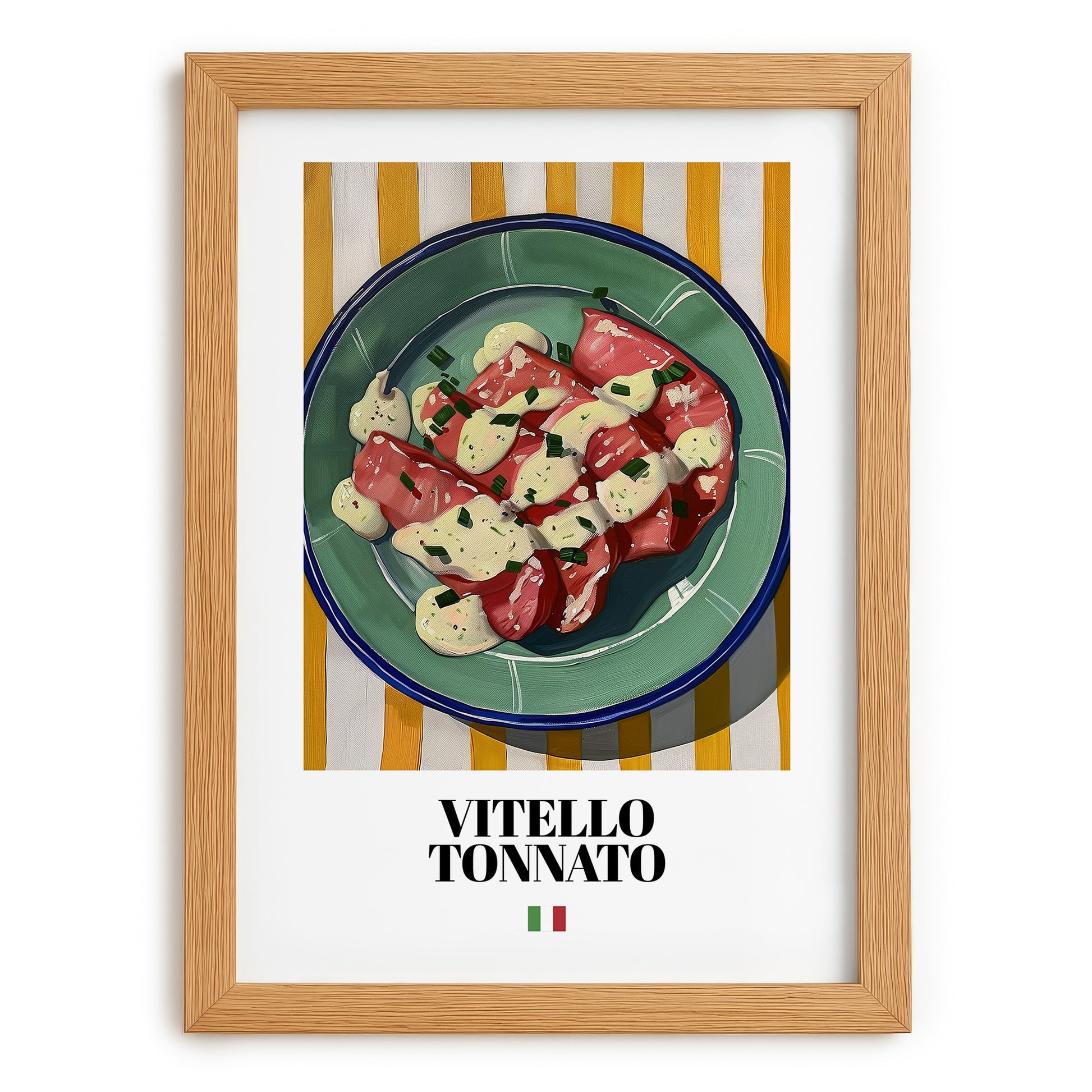 Vitello Tonnato – Italian Meat Dish, Restaurant Poster, set in oak frame