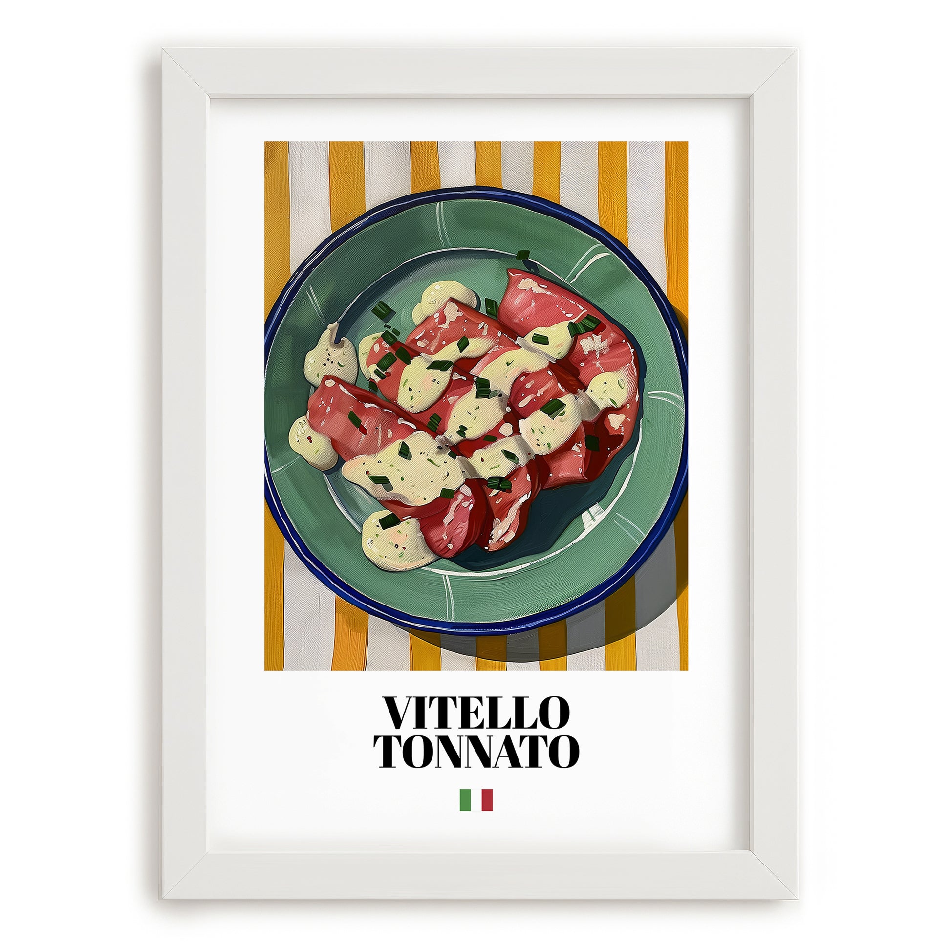 Vitello Tonnato – Italian Meat Dish, Restaurant Poster, placed in minimal white frame