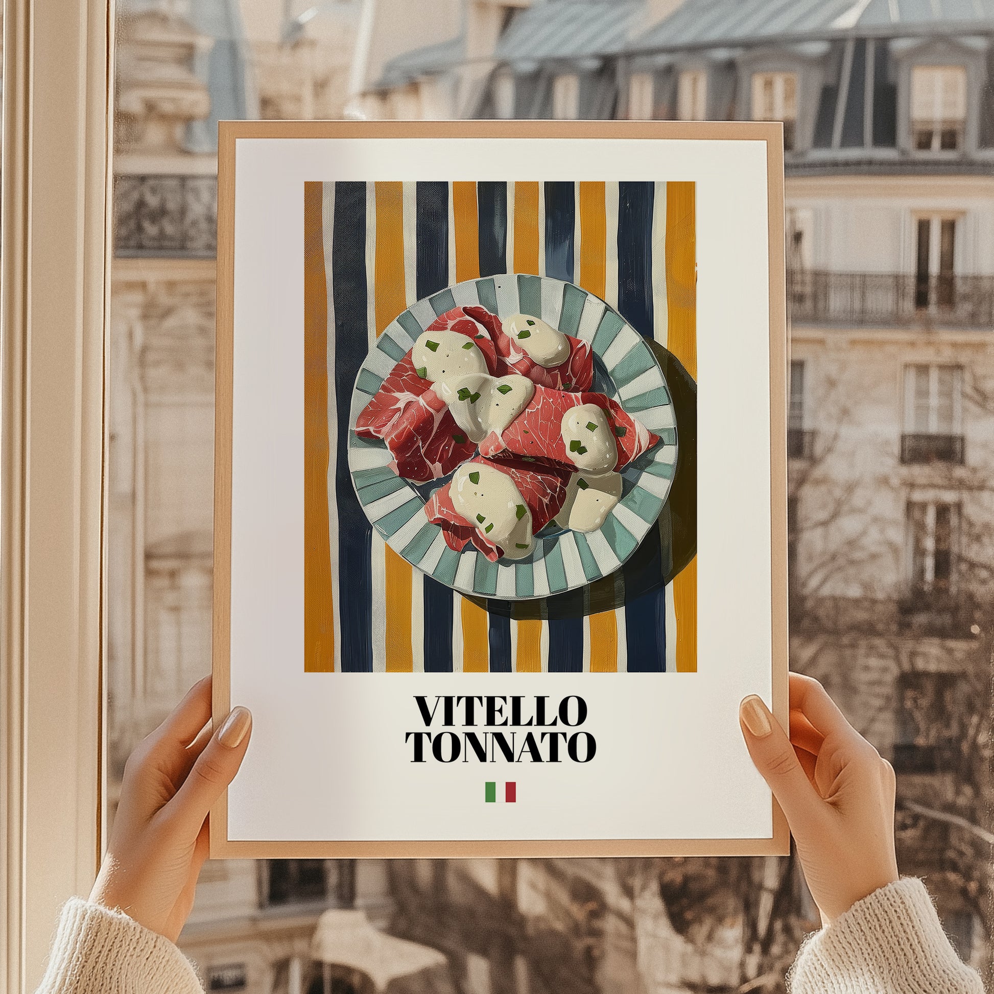 Vitello Tonnato – Italian Meat Dish, Tavern Print, styled in a charming Paris street view