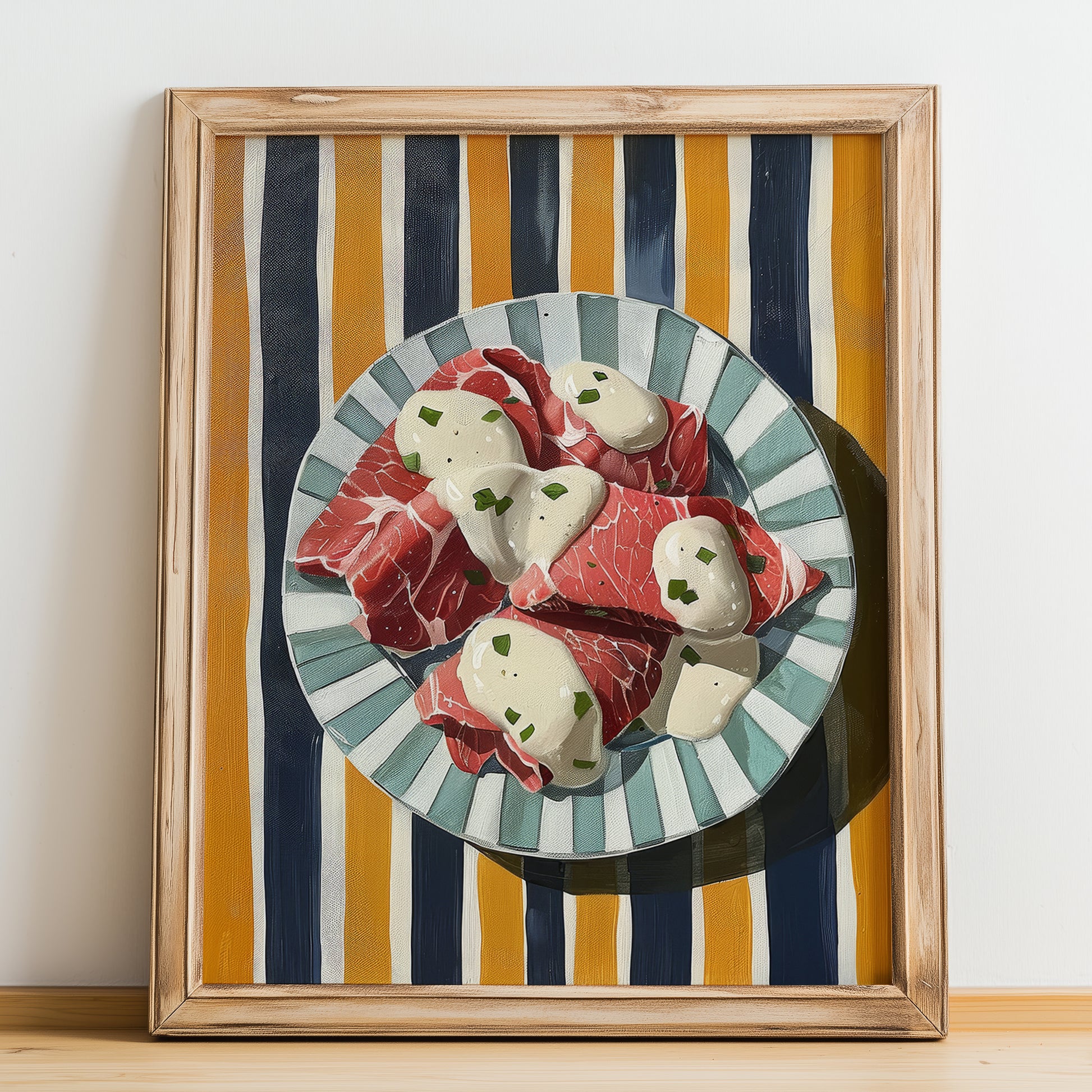 Vitello Tonnato – Italian Meat Dish, Tavern Print, no-text version framed in wood