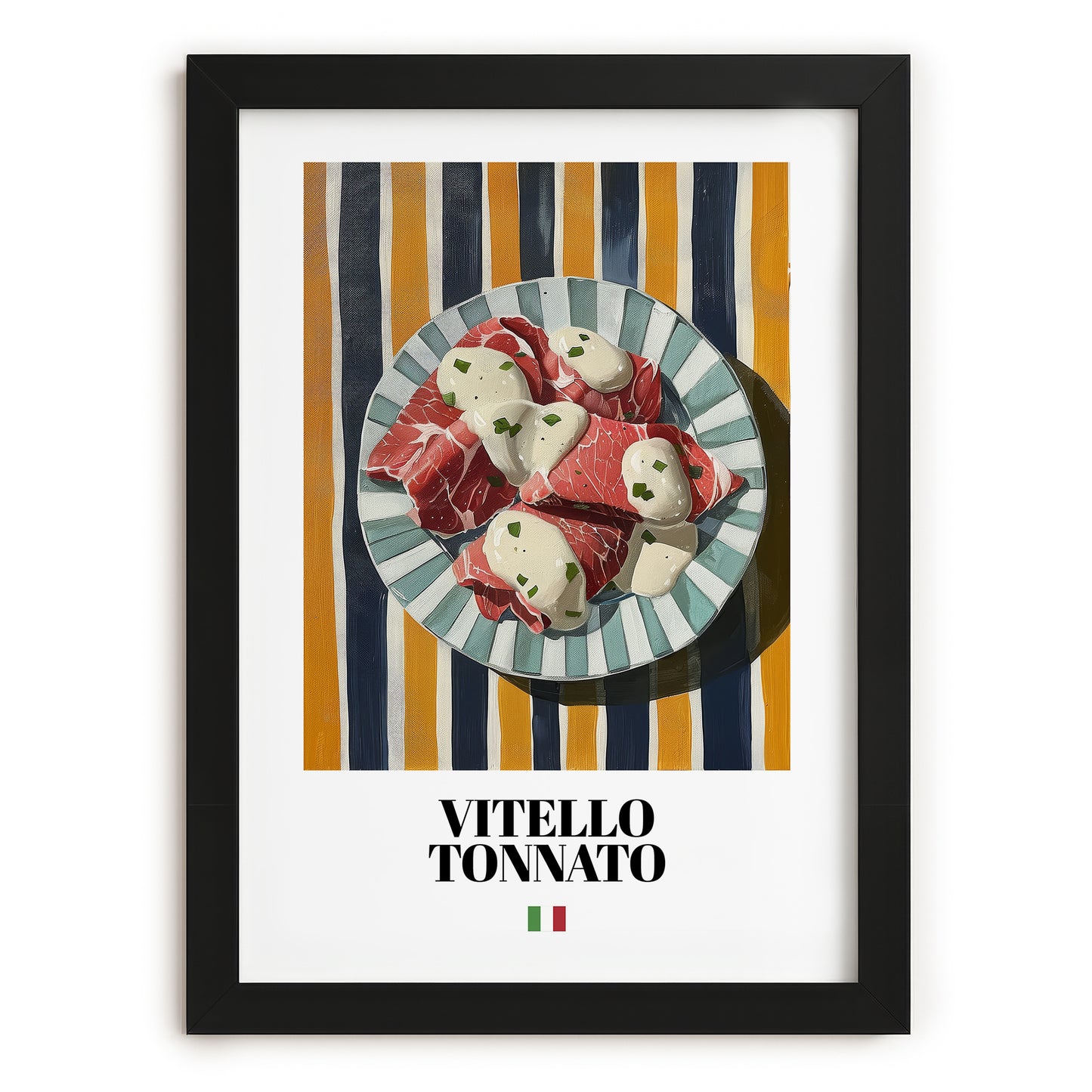 Vitello Tonnato – Italian Meat Dish, Tavern Print, in sleek black frame