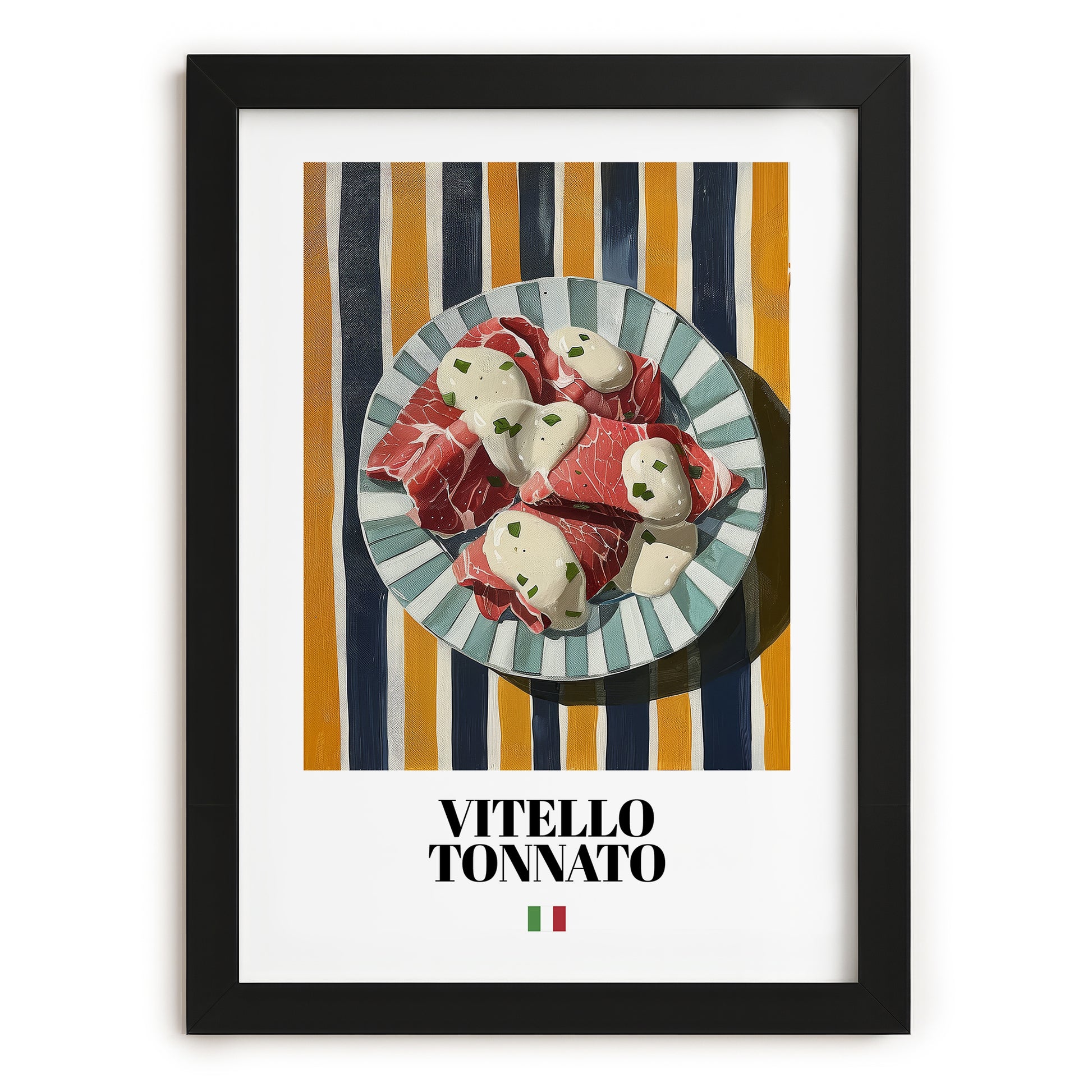 Vitello Tonnato – Italian Meat Dish, Tavern Print, in sleek black frame