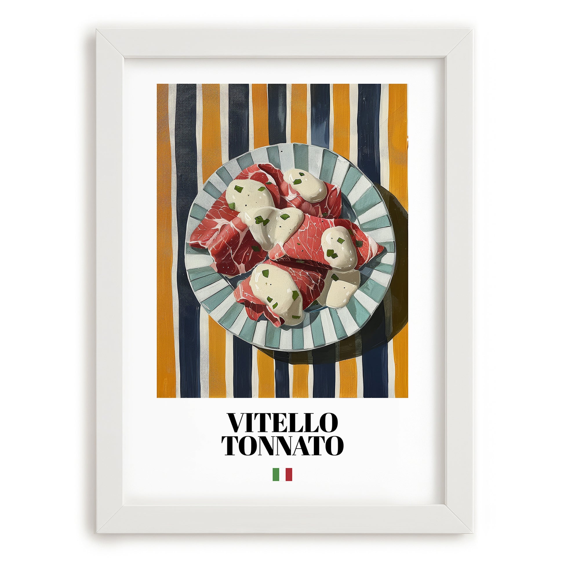 Vitello Tonnato – Italian Meat Dish, Tavern Print, placed in minimal white frame