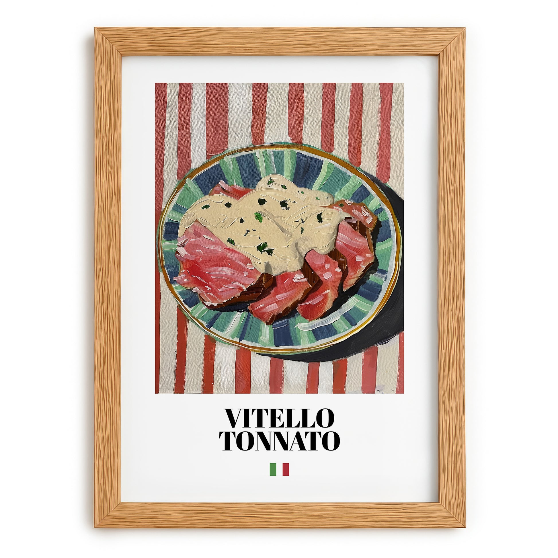 Vitello Tonnato – Italian Meat Dish, Restaurant Still Life, set in oak frame