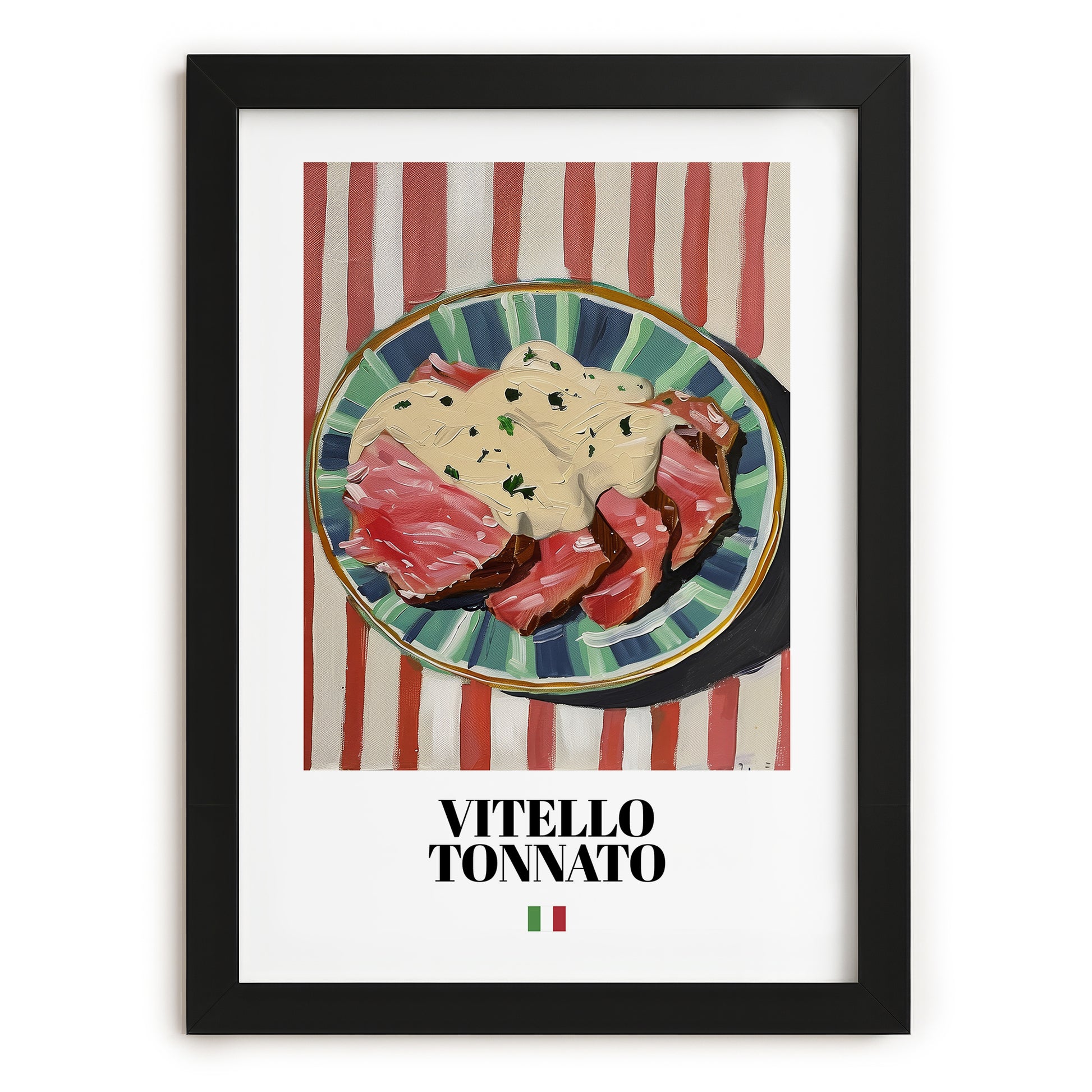 Vitello Tonnato – Italian Meat Dish, Restaurant Still Life, in sleek black frame
