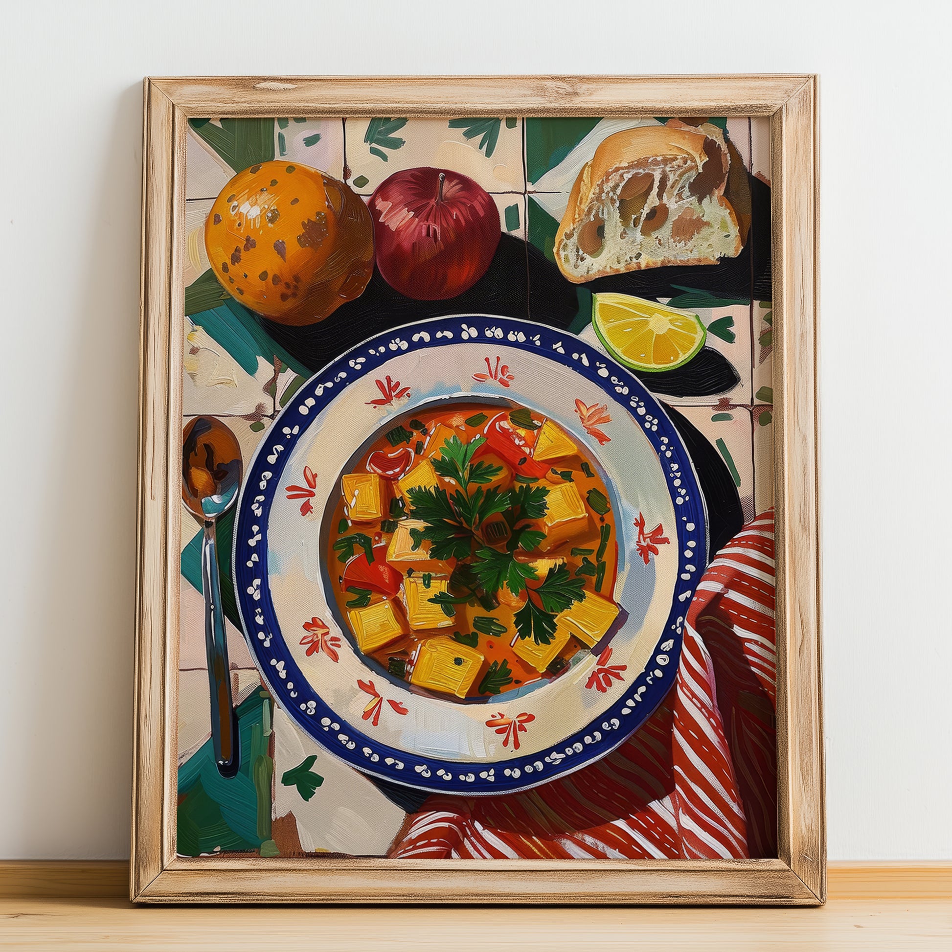 Ribollita – Italian Soup Dish, Tavern Wall Art, no-text version framed in wood