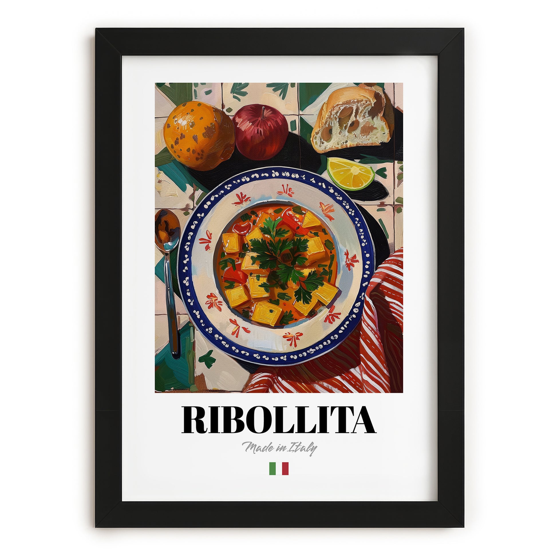 Ribollita – Italian Soup Dish, Tavern Wall Art, in sleek black frame