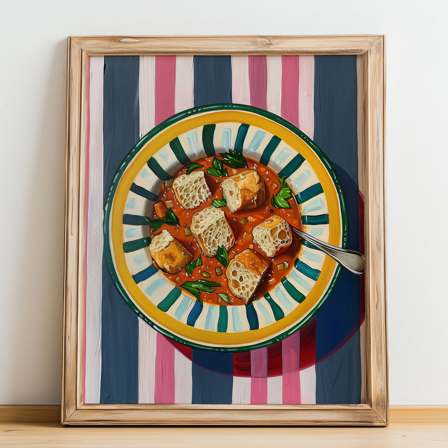 Ribollita – Italian Soup Dish, Café Wall Decor, no-text version framed in wood