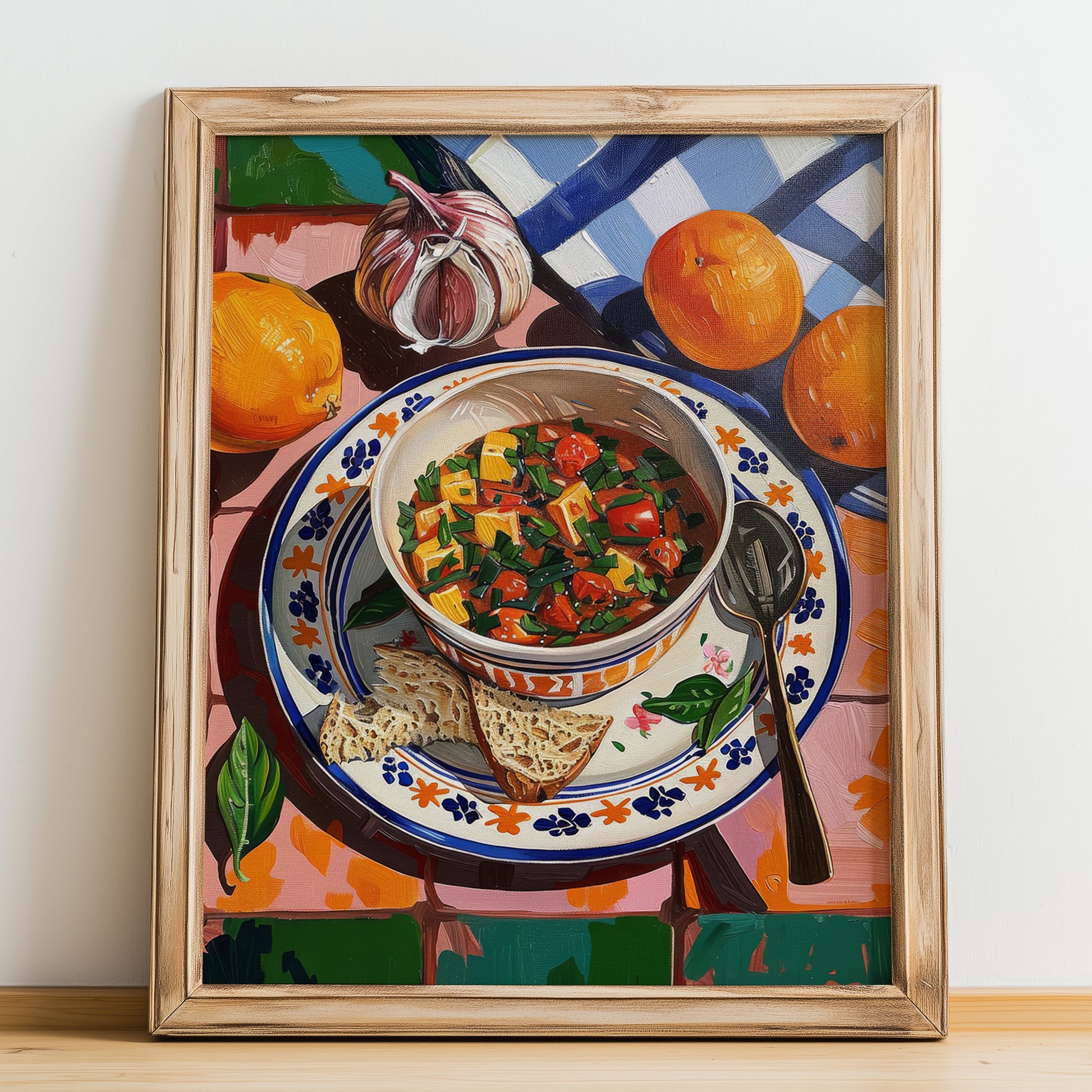 Ribollita – Italian Soup Dish, Brasserie Wall Art, no-text version framed in wood