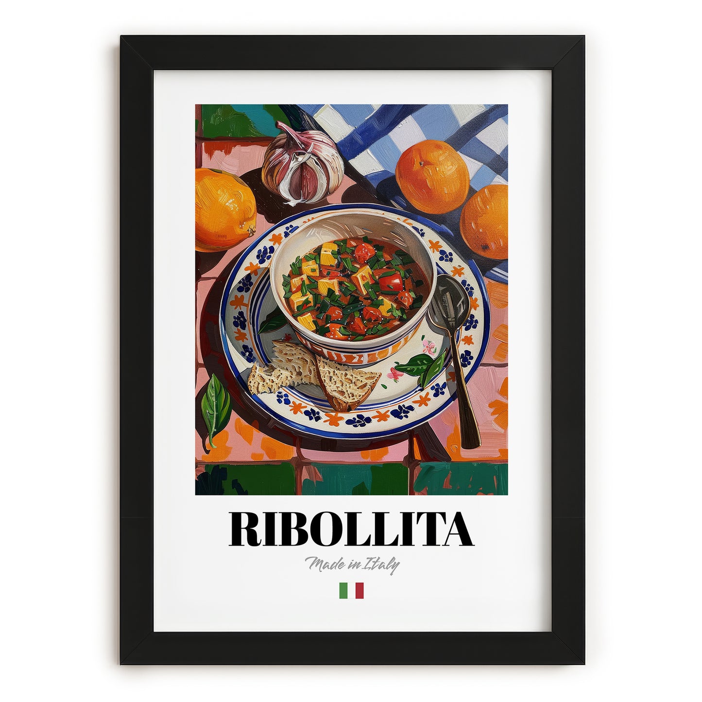 Ribollita – Italian Soup Dish, Brasserie Wall Art, in sleek black frame