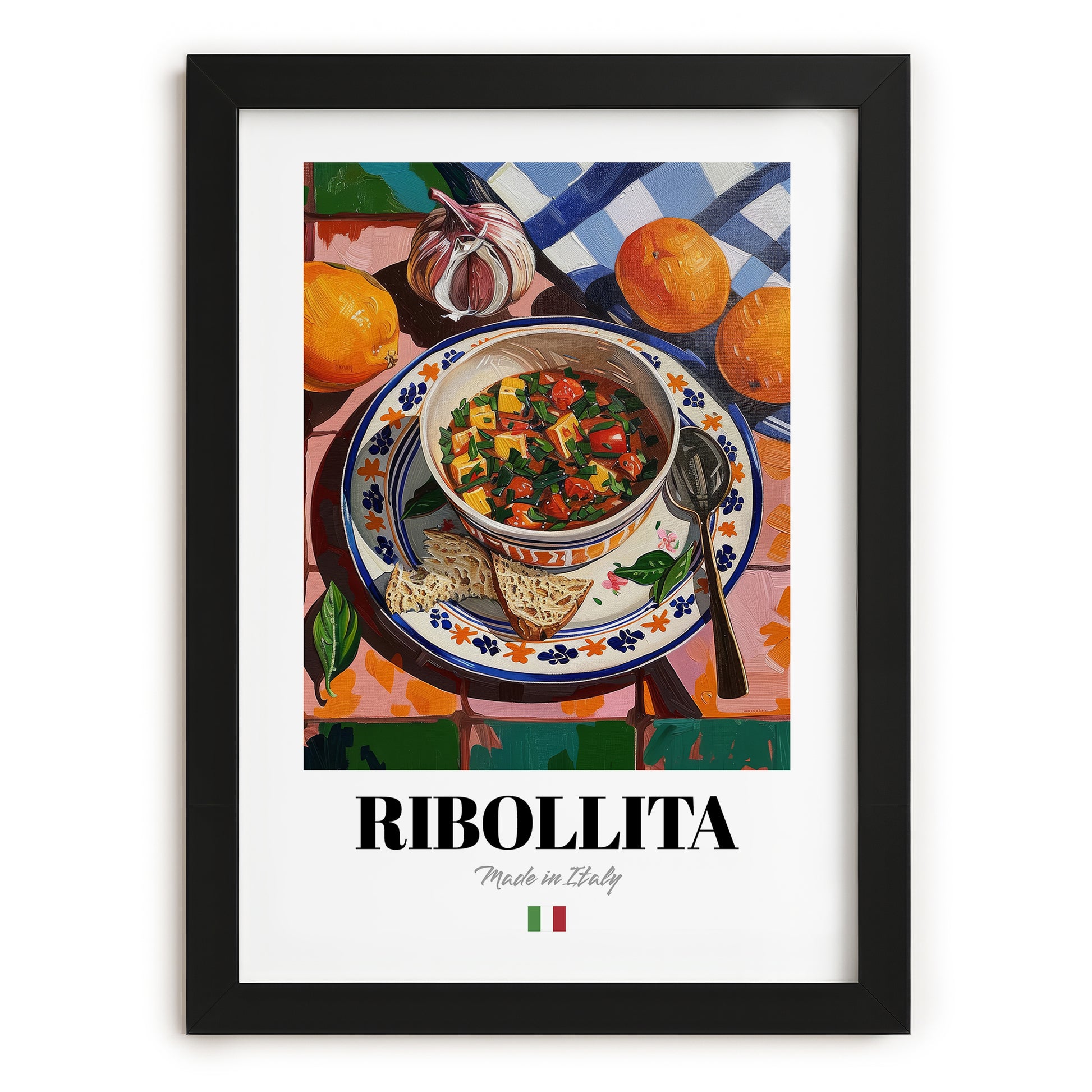 Ribollita – Italian Soup Dish, Brasserie Wall Art, in sleek black frame