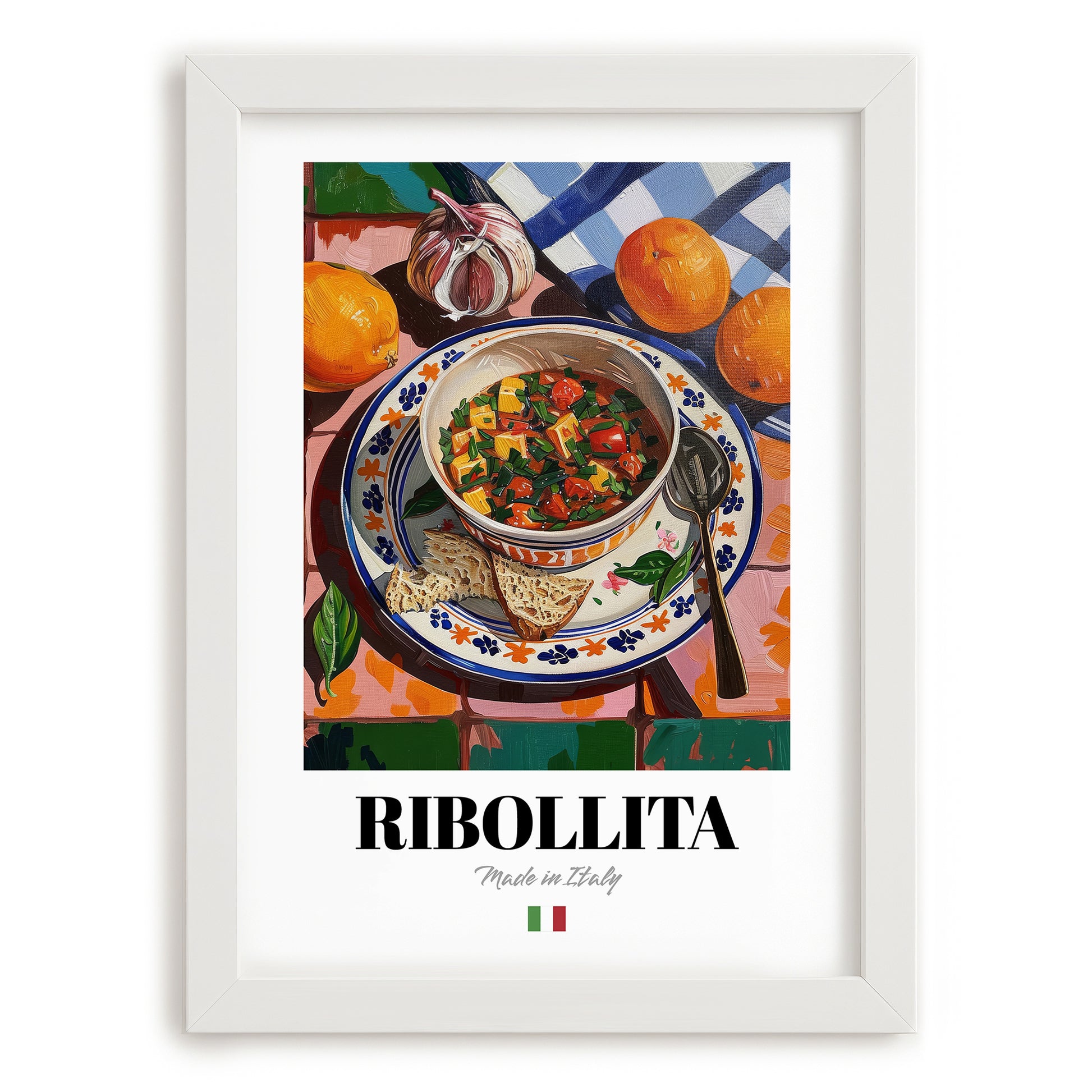 Ribollita – Italian Soup Dish, Brasserie Wall Art, placed in minimal white frame