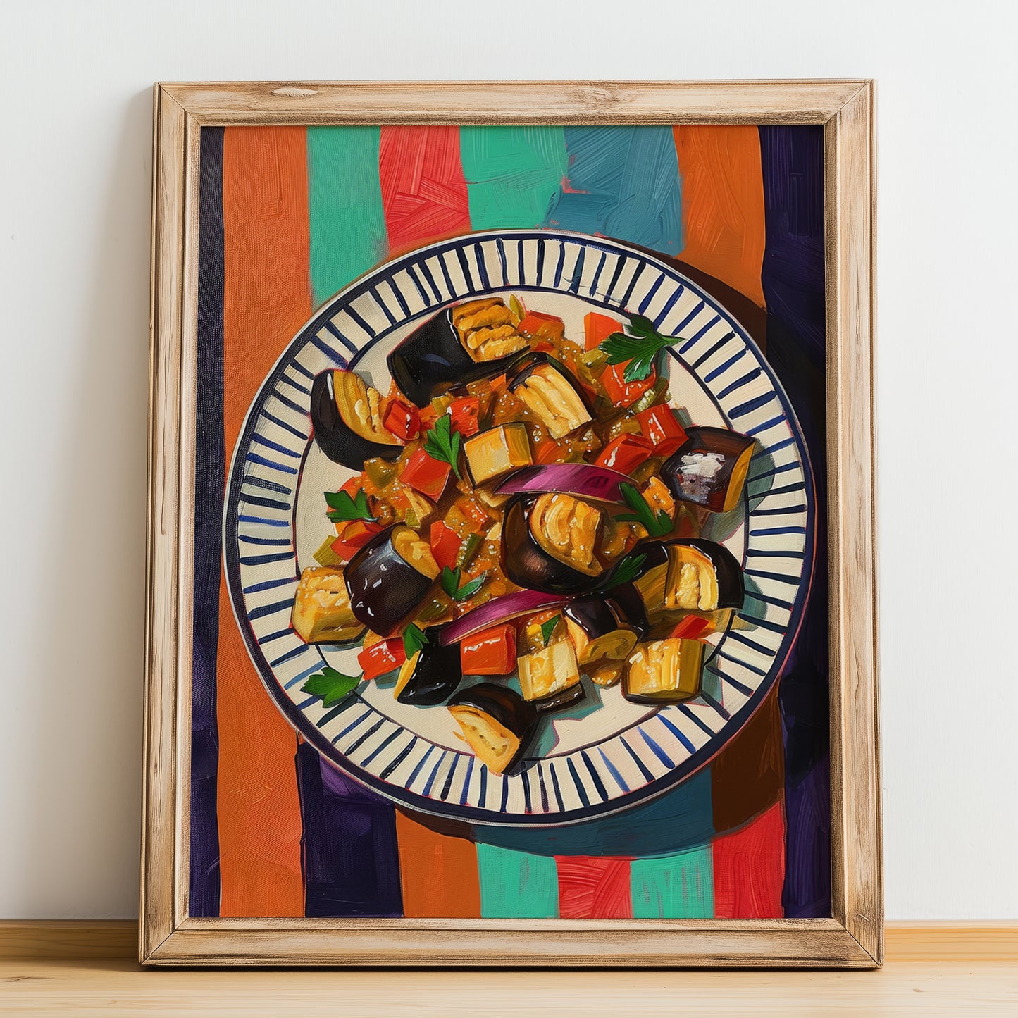 Caponata – Italian Salad Dish, Café Wall Art, no-text version framed in wood