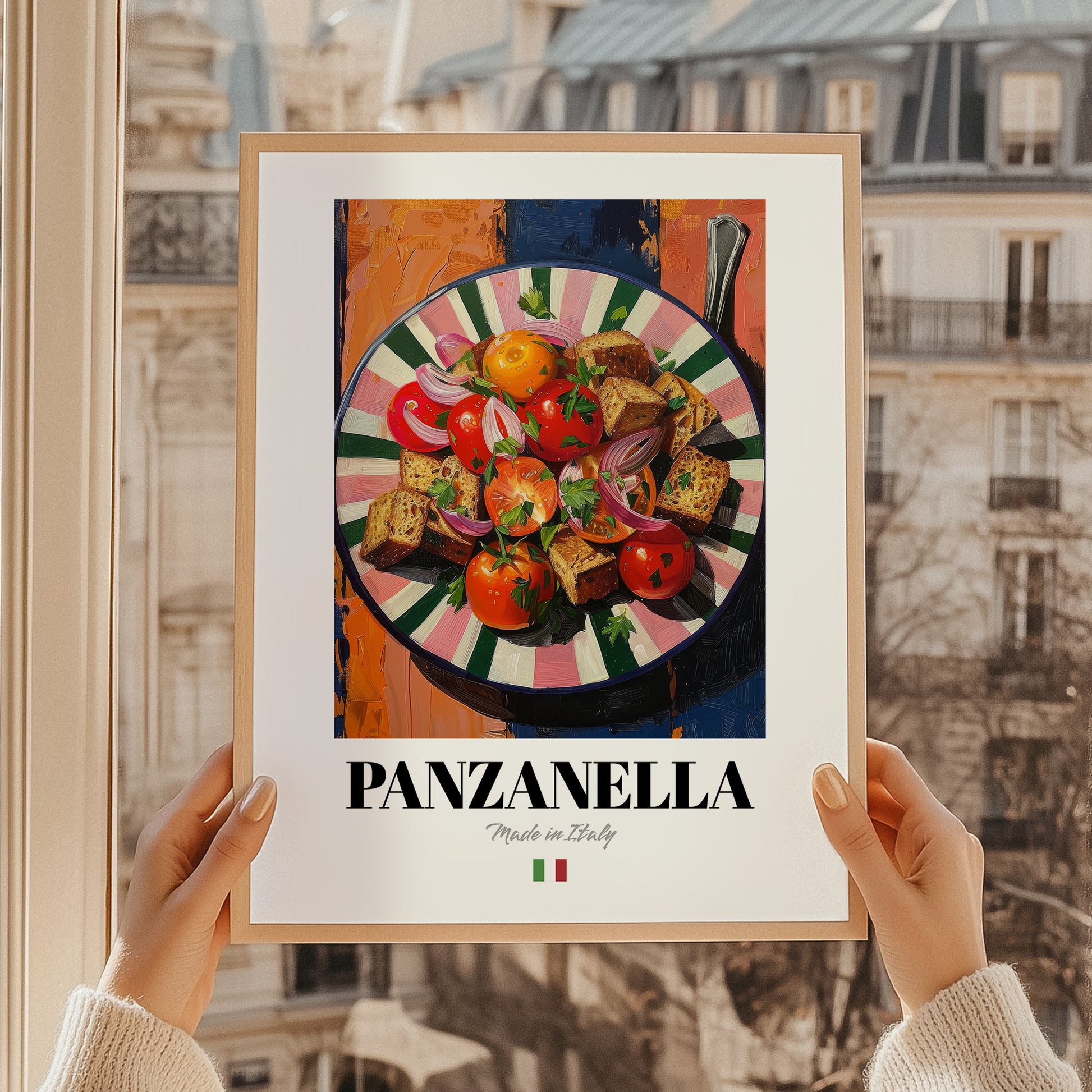 Panzanella – Italian Salad Dish, Bistro Art, styled in a charming Paris street view