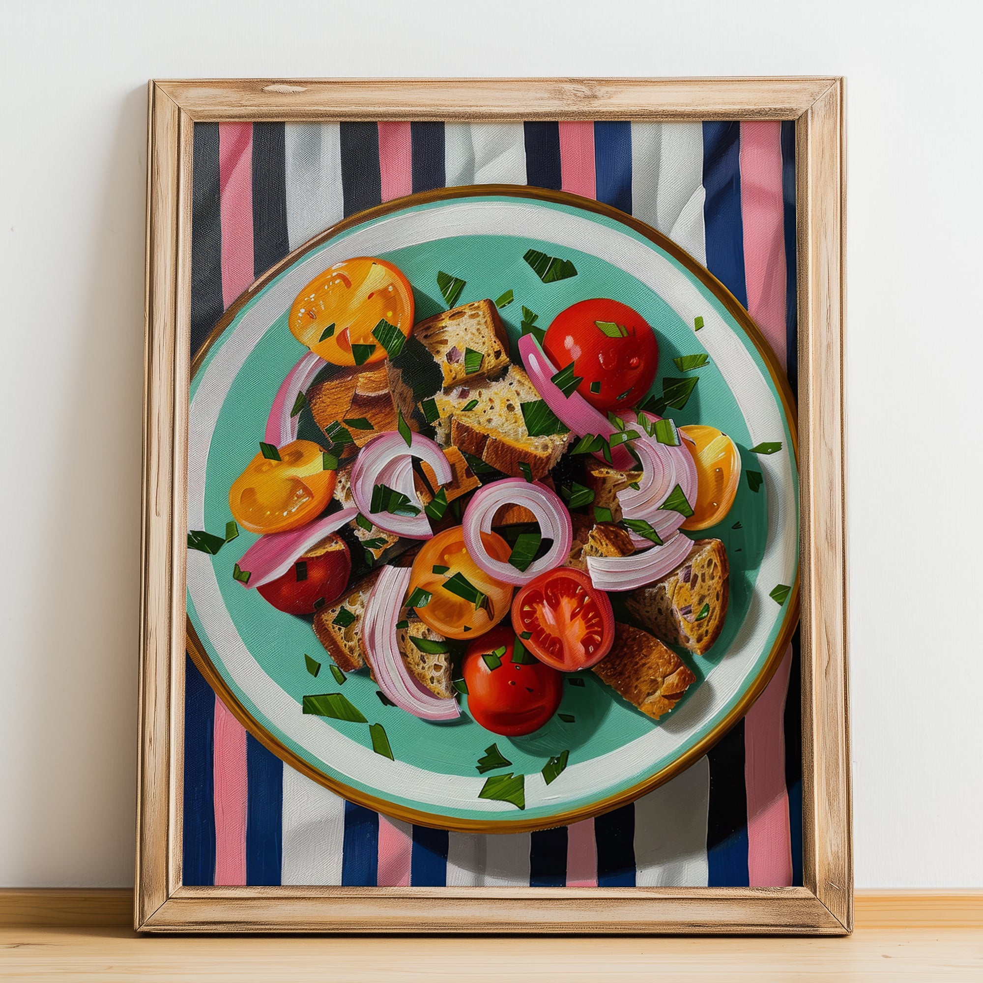 Panzanella – Italian Salad Dish, Tavern Wall Art, no-text version framed in wood