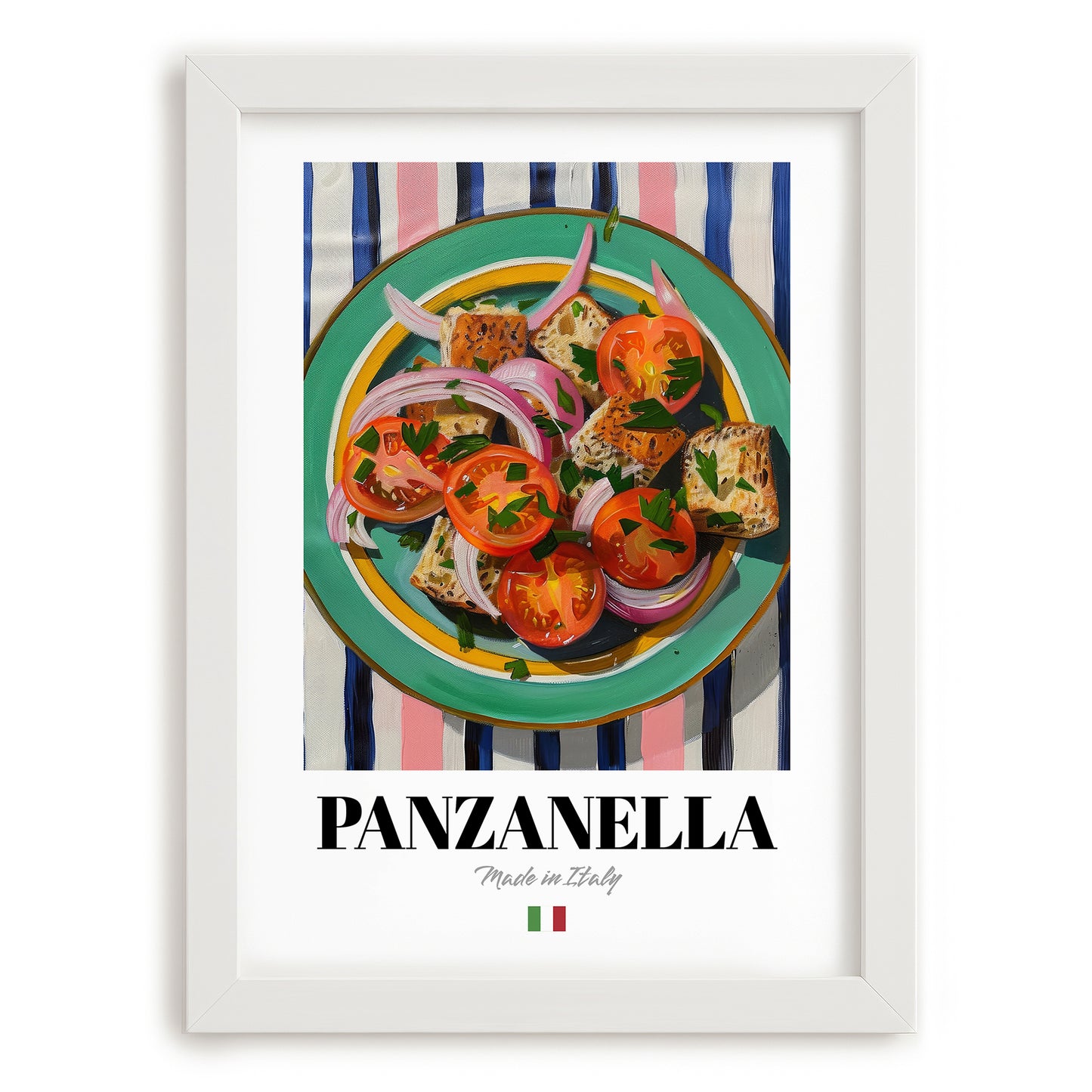 Panzanella – Italian Salad Dish, Café Print, placed in minimal white frame