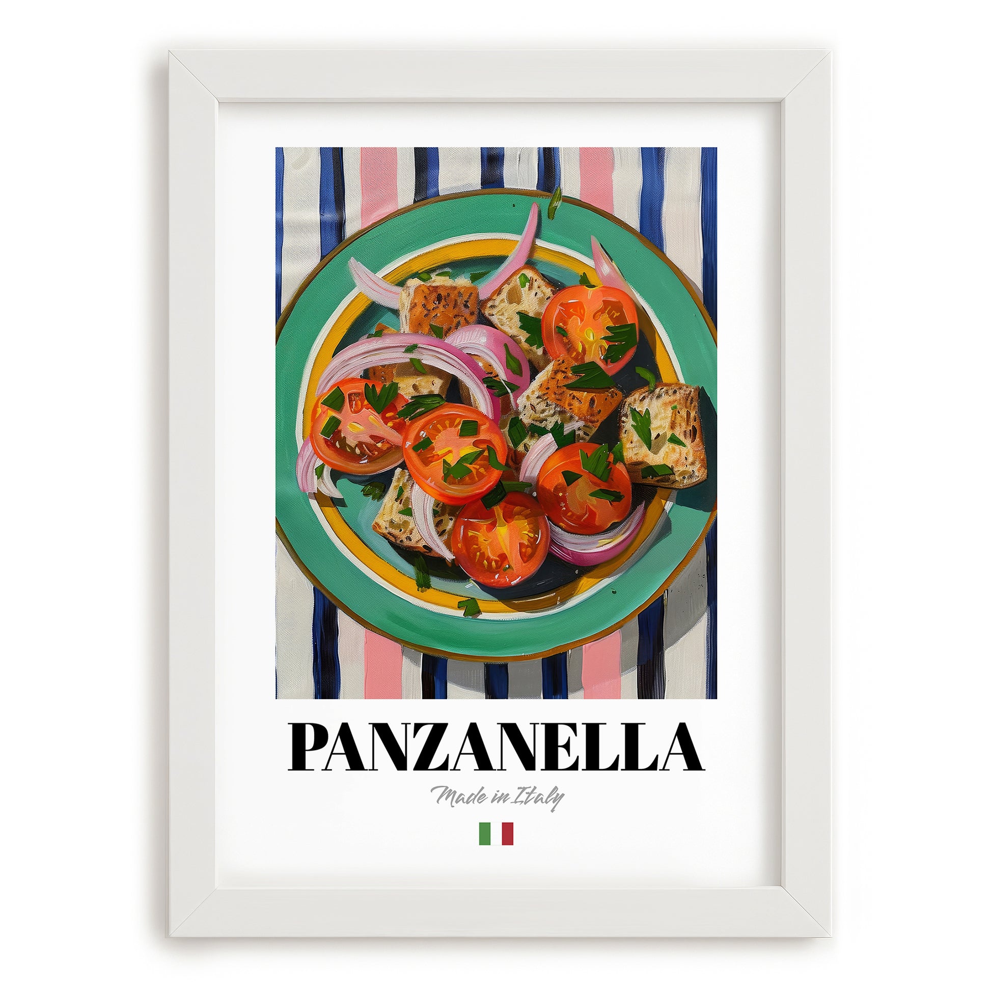 Panzanella – Italian Salad Dish, Café Print, placed in minimal white frame