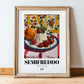 Semifreddo – Italian Dessert Dish, Café Poster, in wooden frame leaning on the floor