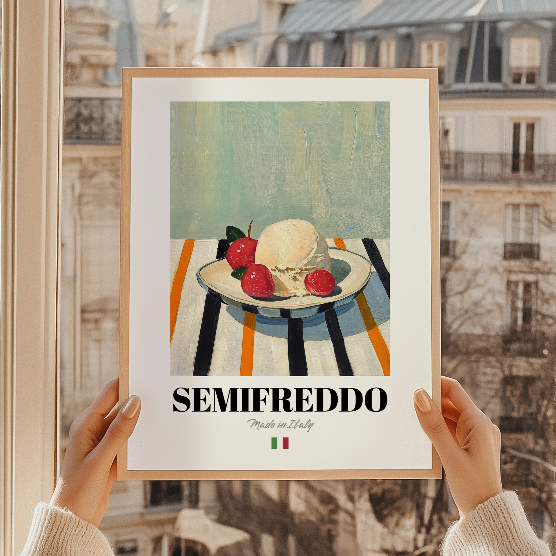 Semifreddo – Italian Dessert Dish, Tavern Wall Decor, styled in a charming Paris street view