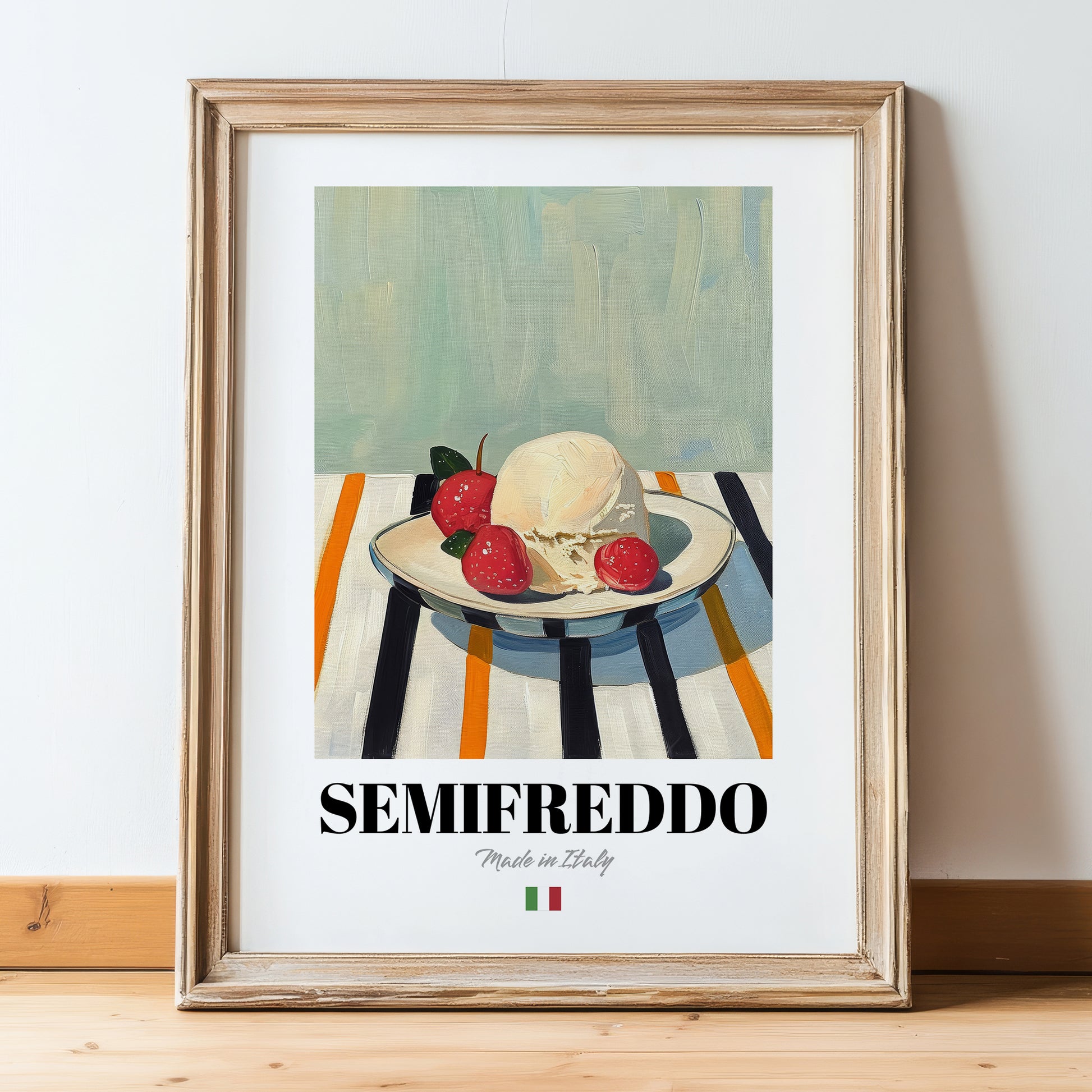 Semifreddo – Italian Dessert Dish, Tavern Wall Decor, in wooden frame leaning on the floor