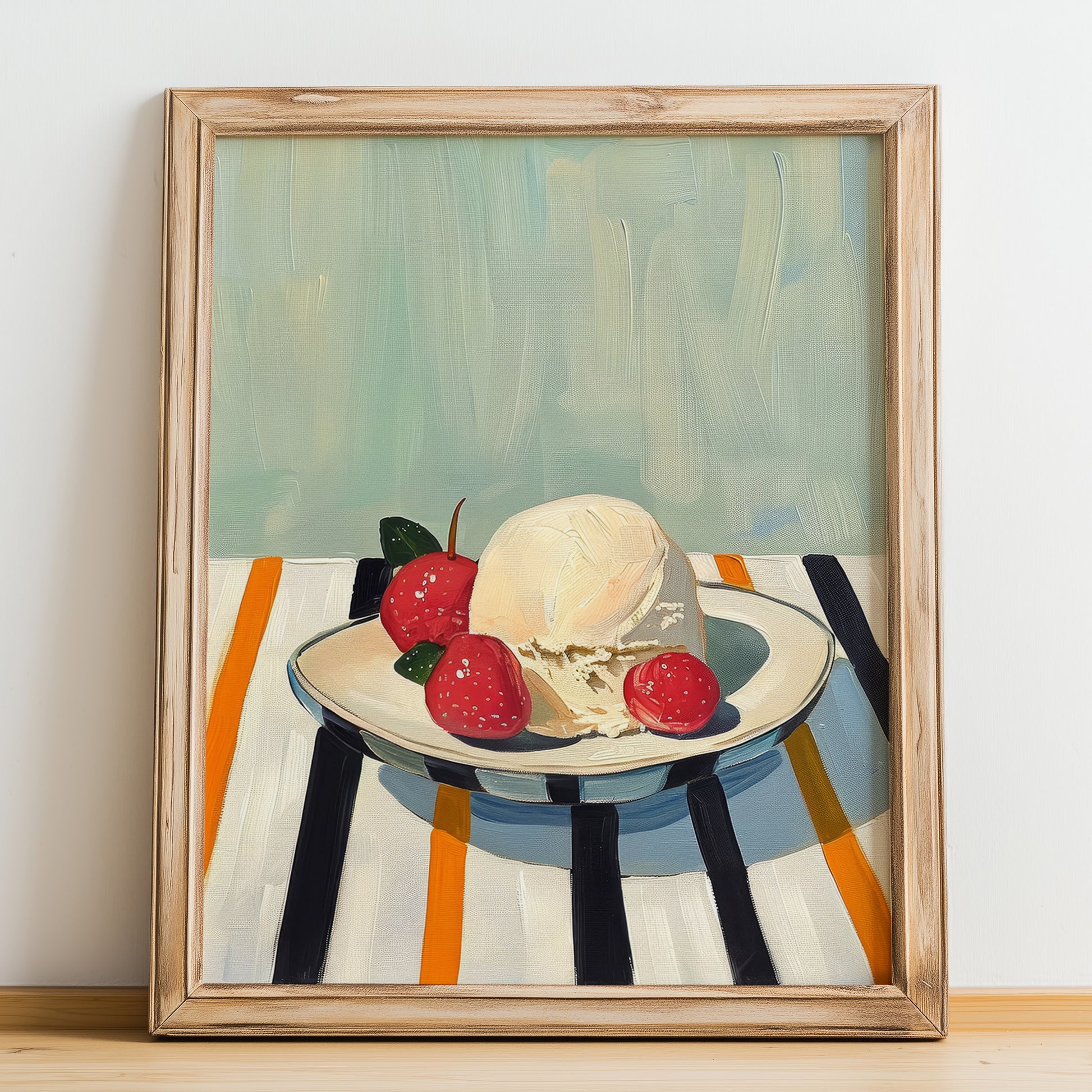 Semifreddo – Italian Dessert Dish, Tavern Wall Decor, no-text version framed in wood