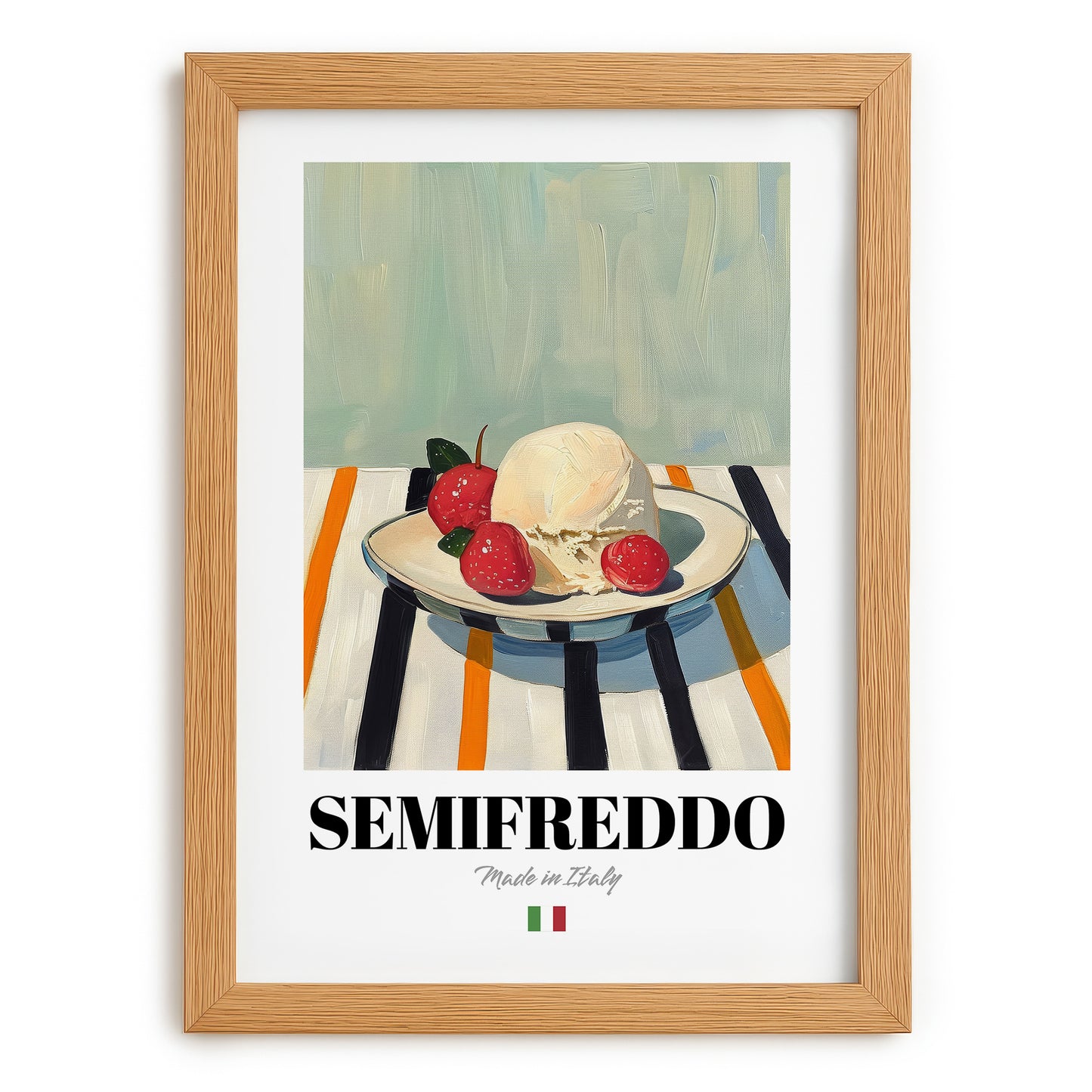Semifreddo – Italian Dessert Dish, Tavern Wall Decor, set in oak frame
