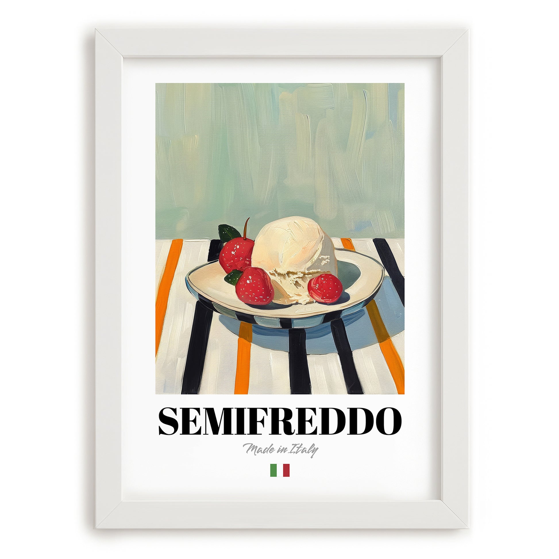 Semifreddo – Italian Dessert Dish, Tavern Wall Decor, placed in minimal white frame