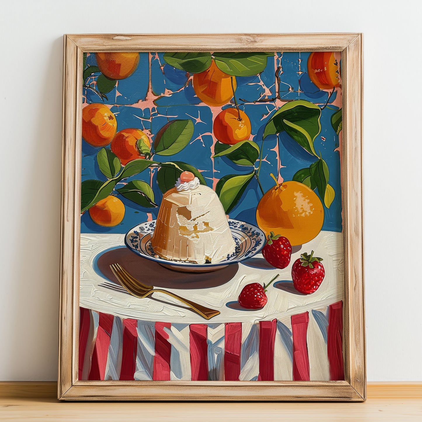 Semifreddo – Italian Dessert Dish, Café Art, no-text version framed in wood