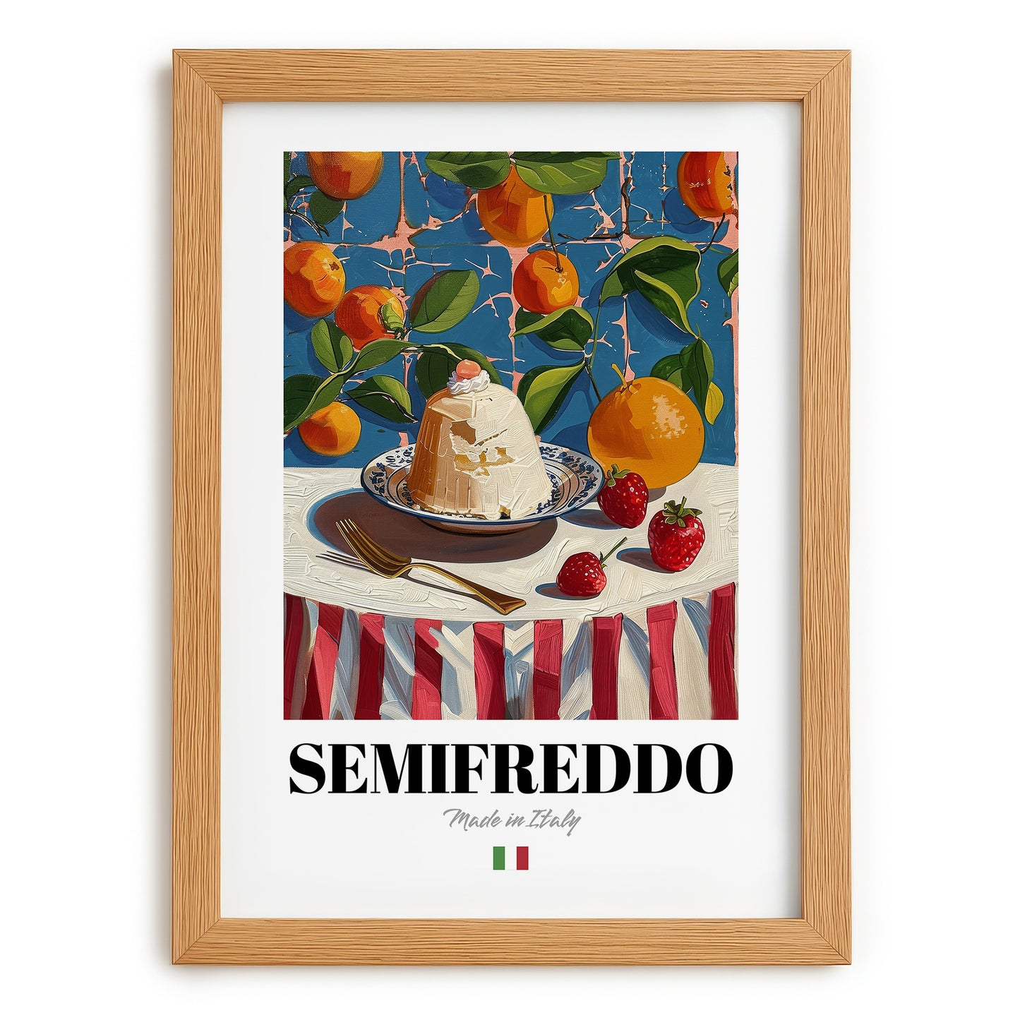 Semifreddo – Italian Dessert Dish, Café Art, set in oak frame