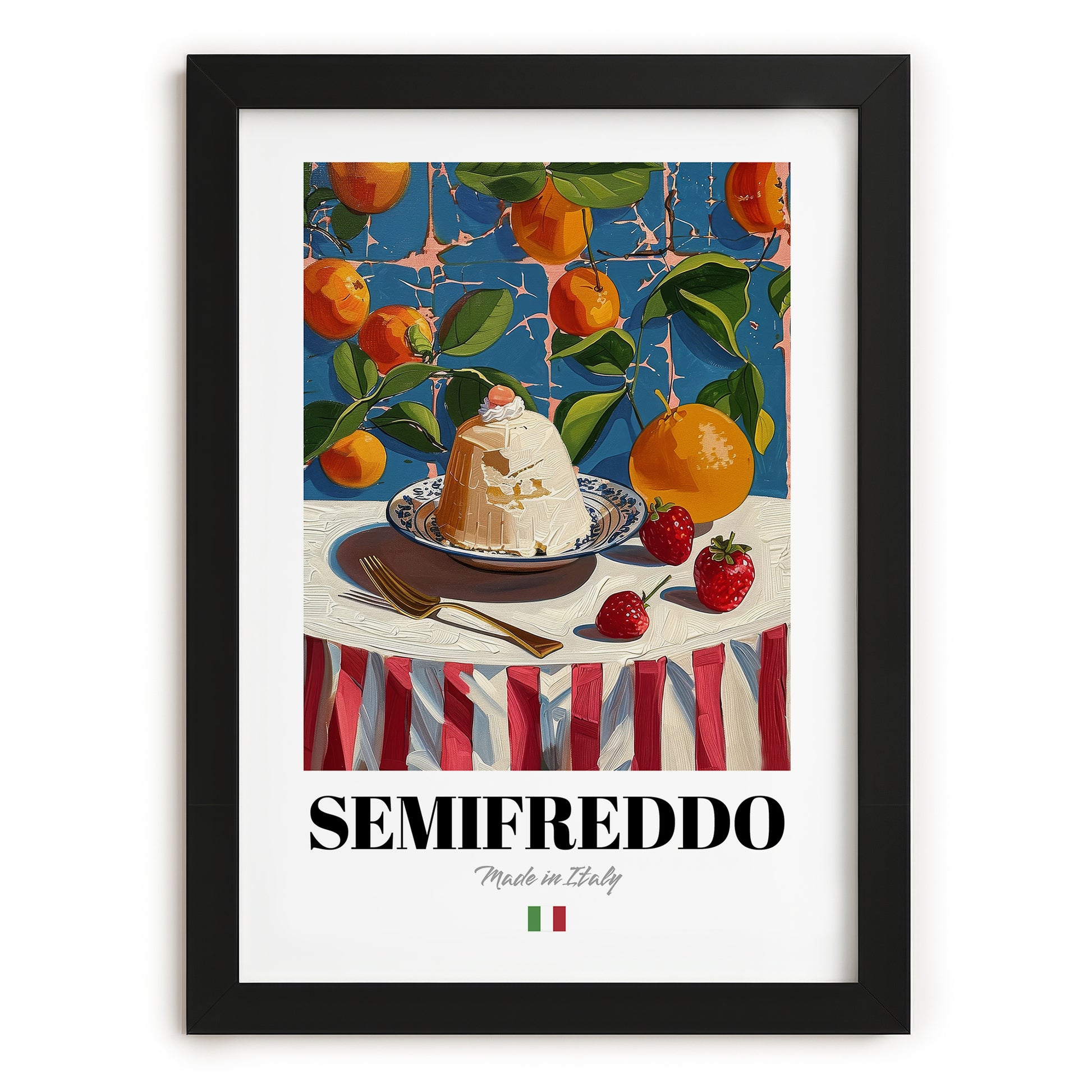 Semifreddo – Italian Dessert Dish, Café Art, in sleek black frame
