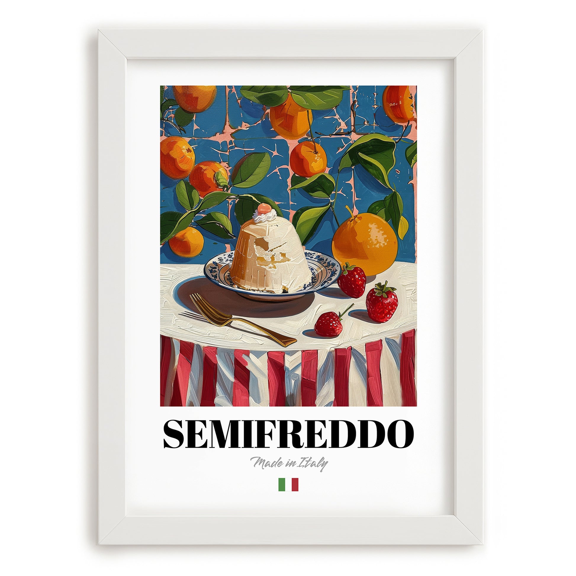 Semifreddo – Italian Dessert Dish, Café Art, placed in minimal white frame