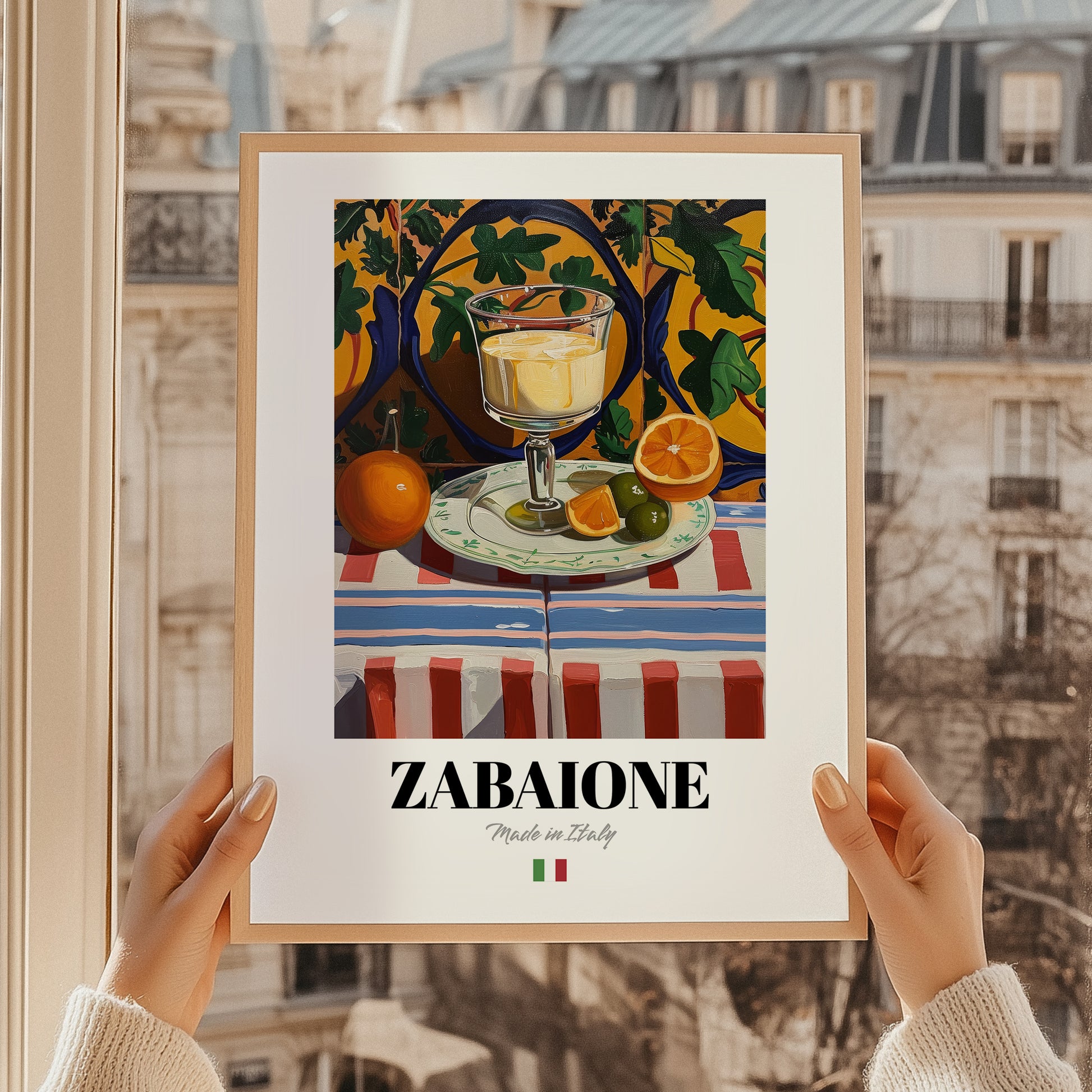 Zabaione – Italian Dessert Dish, Tavern Painting, styled in a charming Paris street view