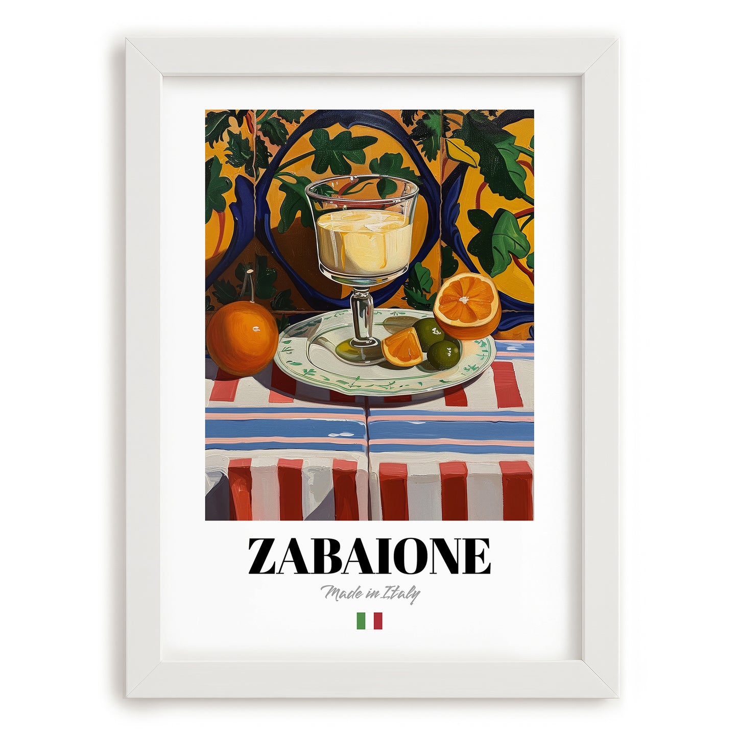 Zabaione – Italian Dessert Dish, Tavern Painting, placed in minimal white frame
