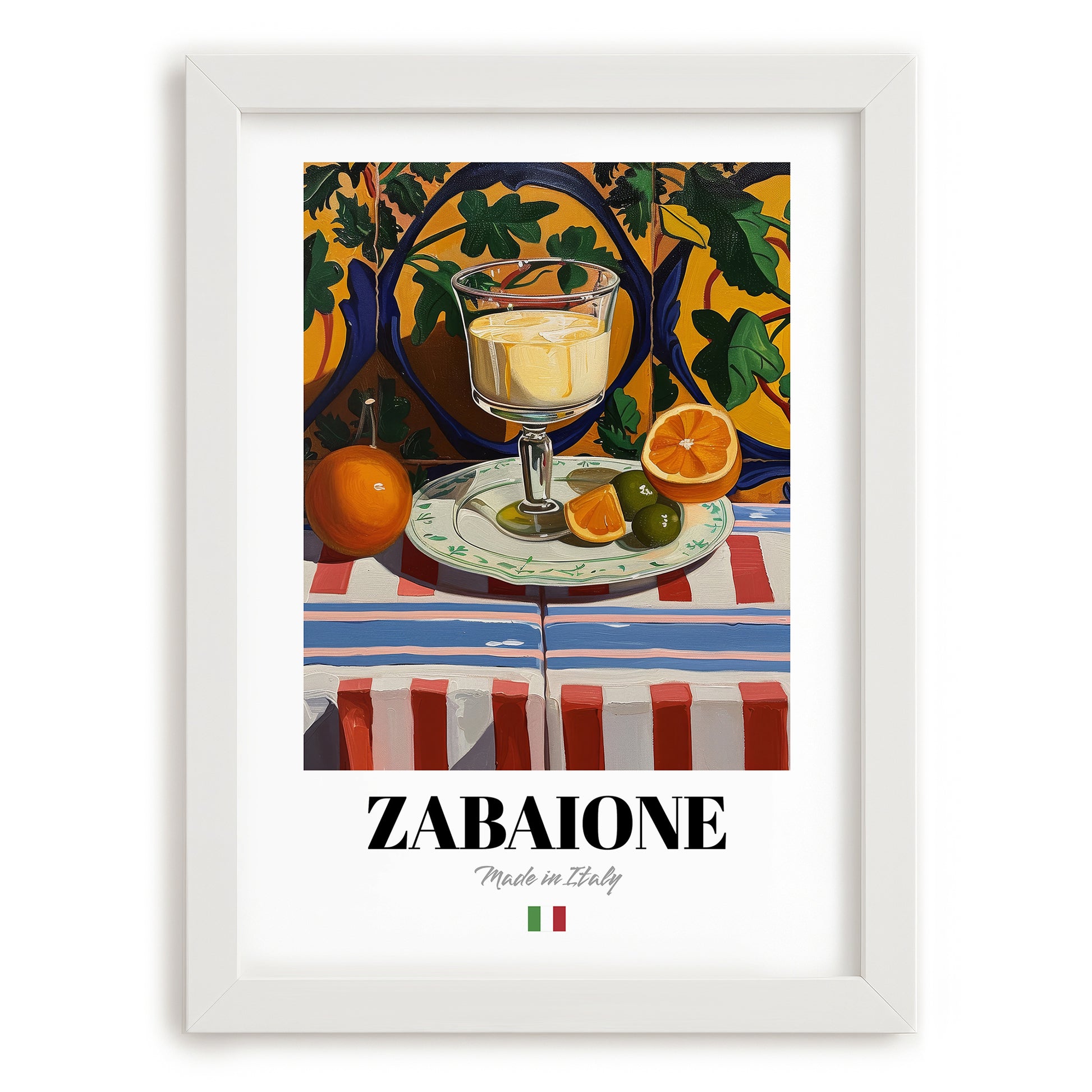 Zabaione – Italian Dessert Dish, Tavern Painting, placed in minimal white frame