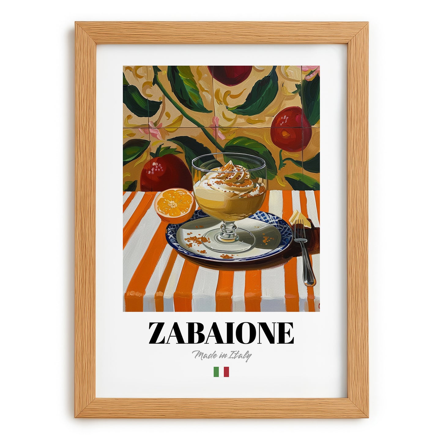 Zabaione – Italian Dessert Dish, Tavern Poster, set in oak frame