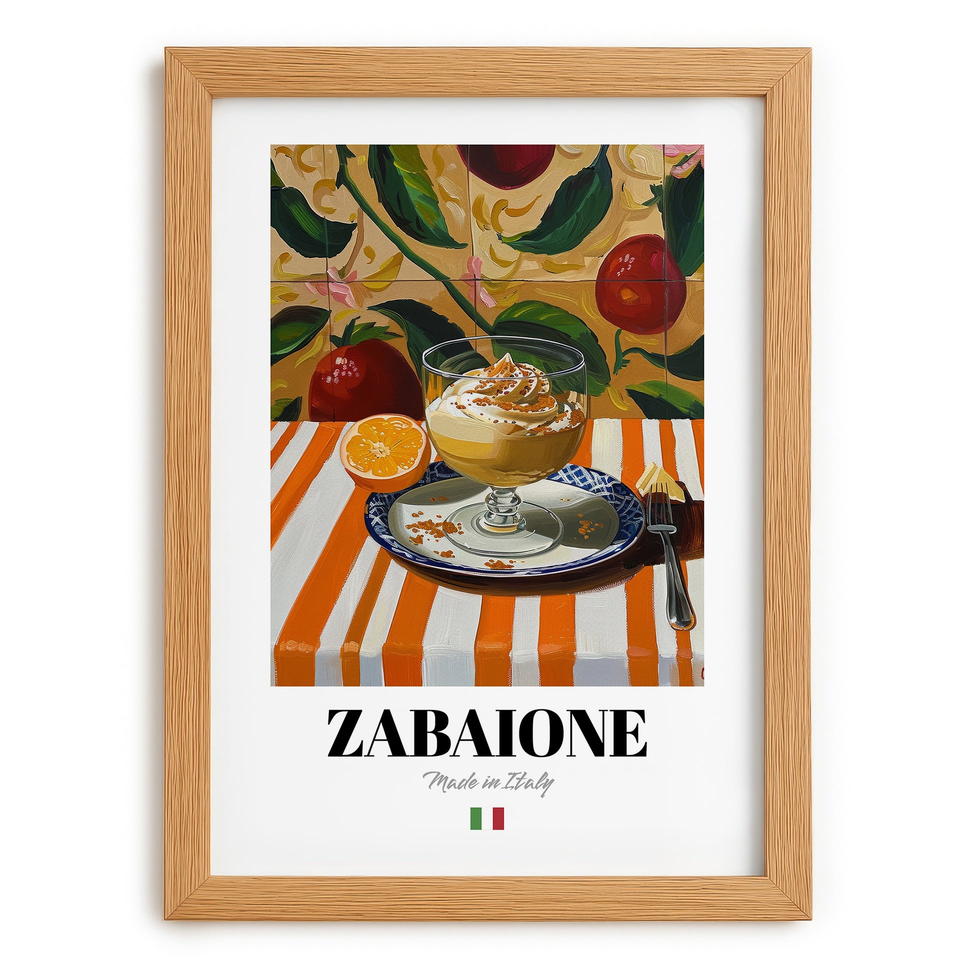 Zabaione – Italian Dessert Dish, Tavern Poster, set in oak frame